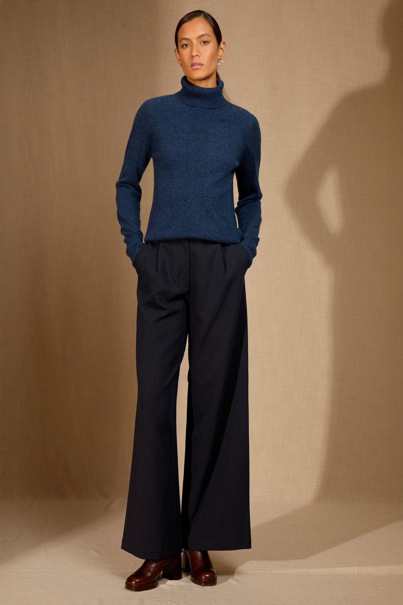 florivien pull col roulé ocean chiné 100% cachemire