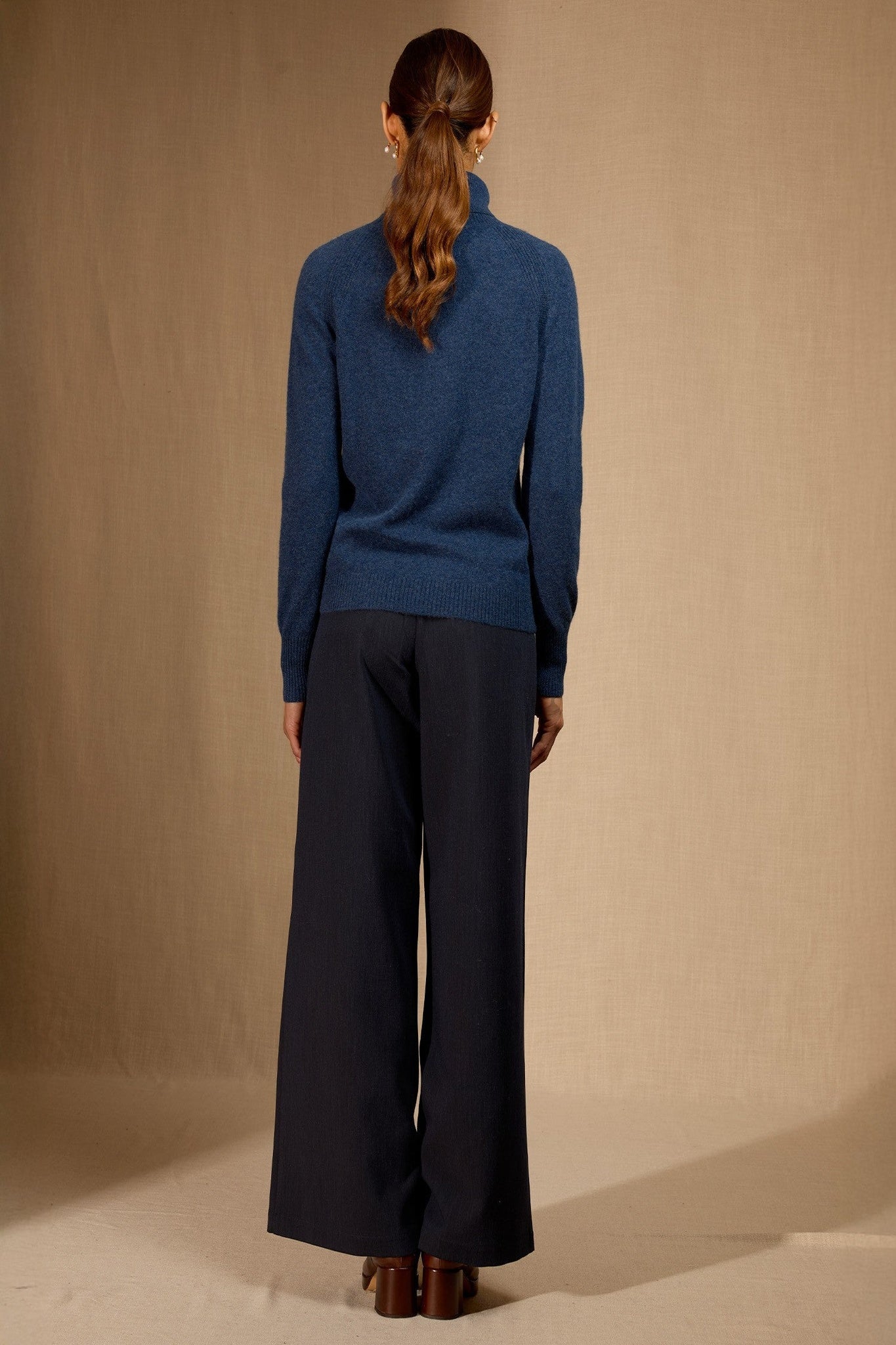 florivien pull col roulé ocean chiné 100% cachemire