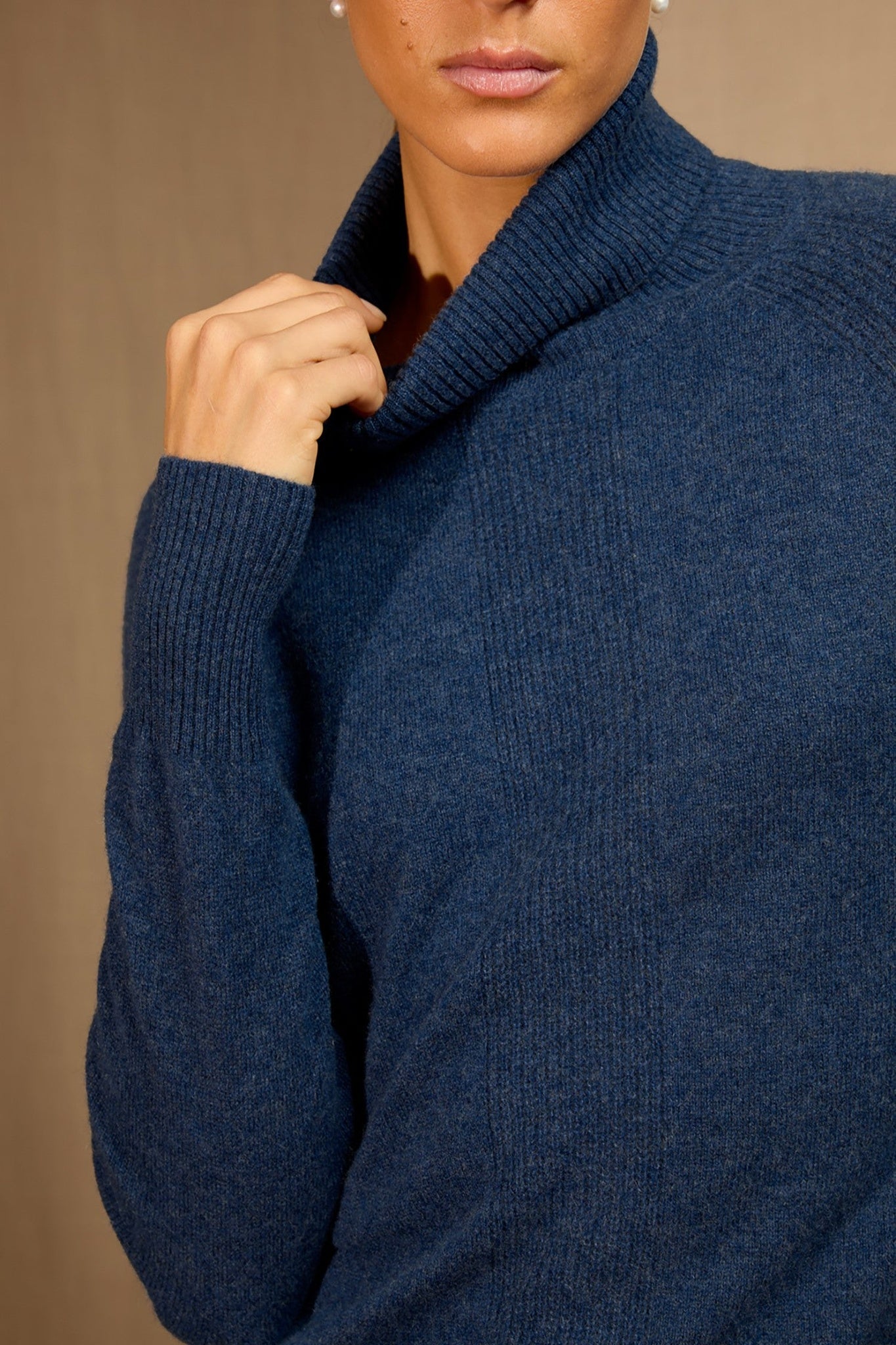 florivien pull col roulé ocean chiné 100% cachemire