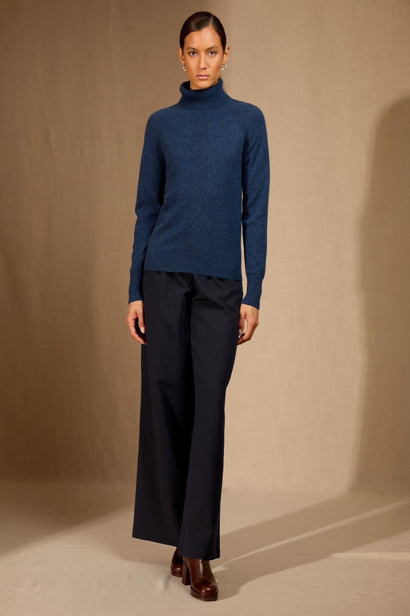 florivien pull col roulé ocean chiné 100% cachemire