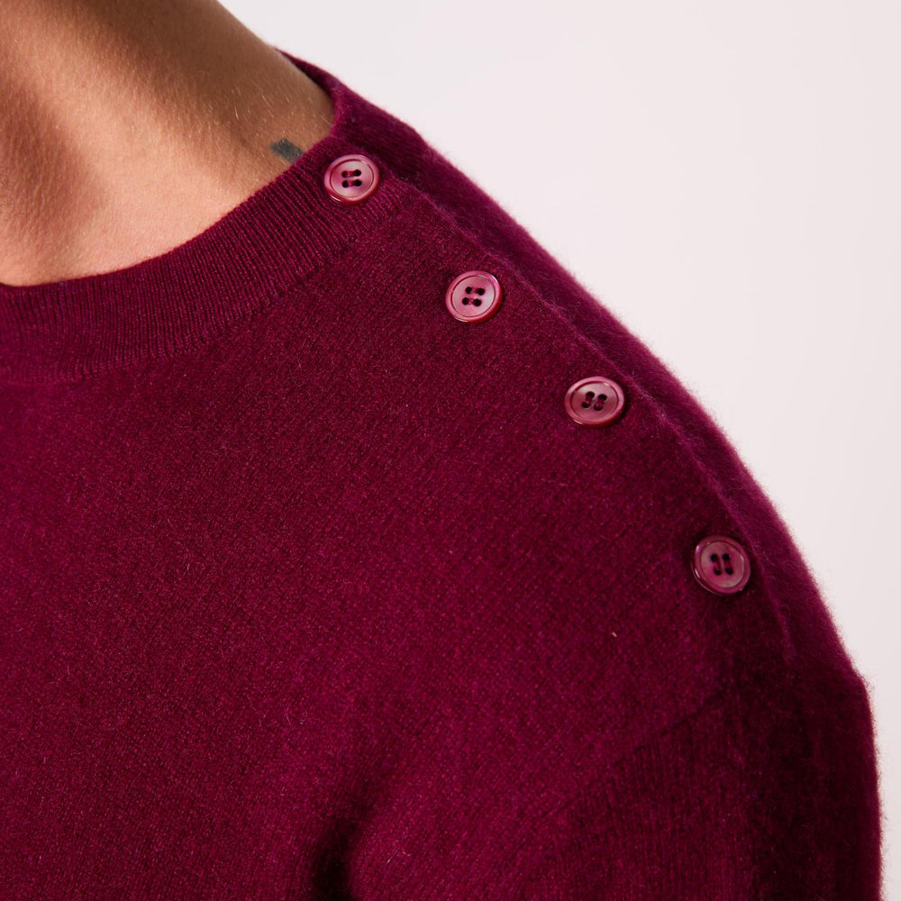 GABRIEL pull col rond marin bordeaux 100% cachemire