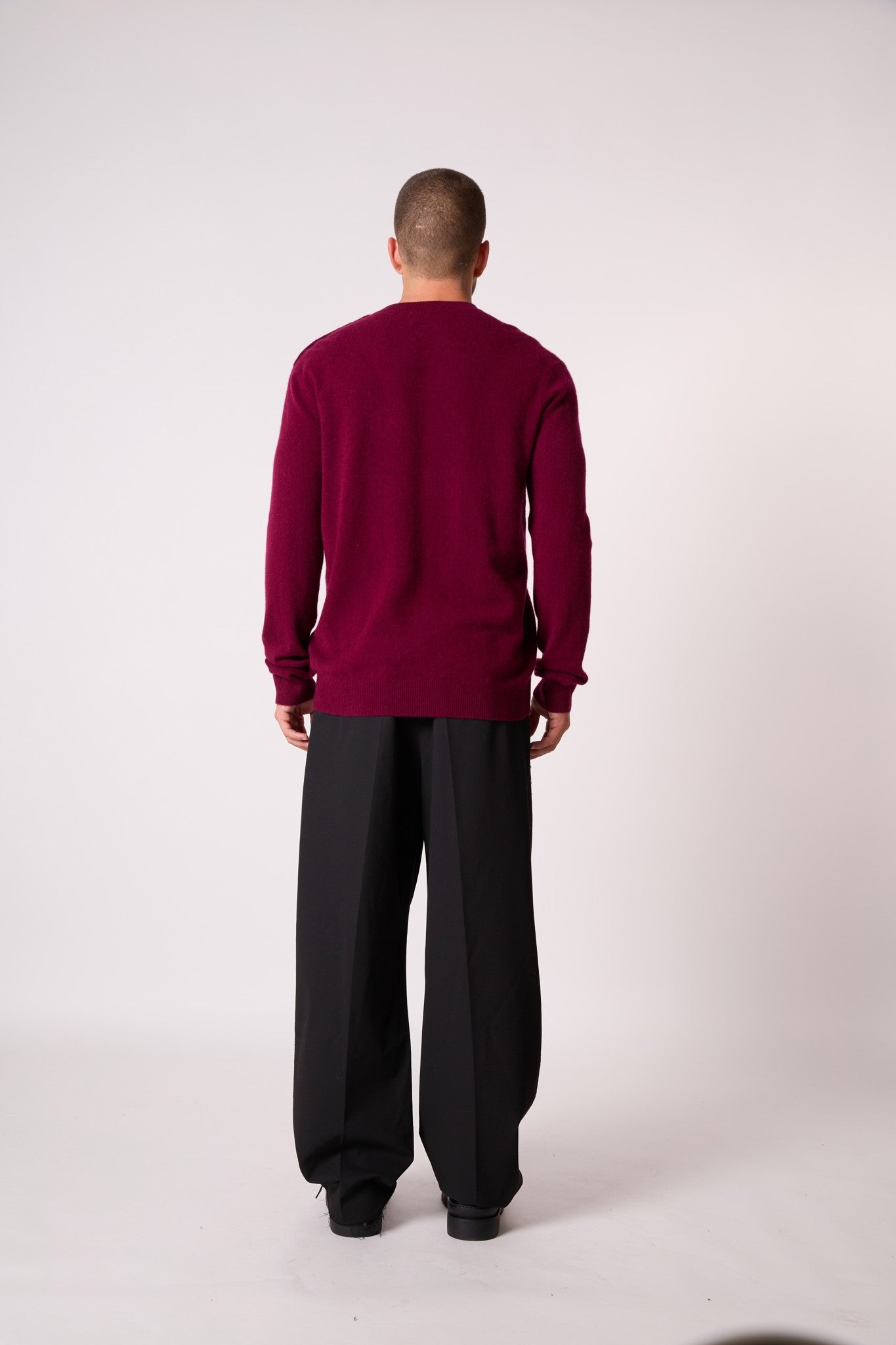 gabriel pull col rond marin bordeaux 100% cachemire