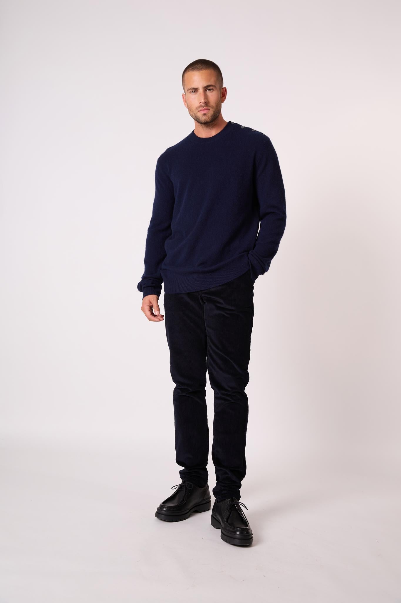 GABRIEL pull col rond marin navy 100% cachemire