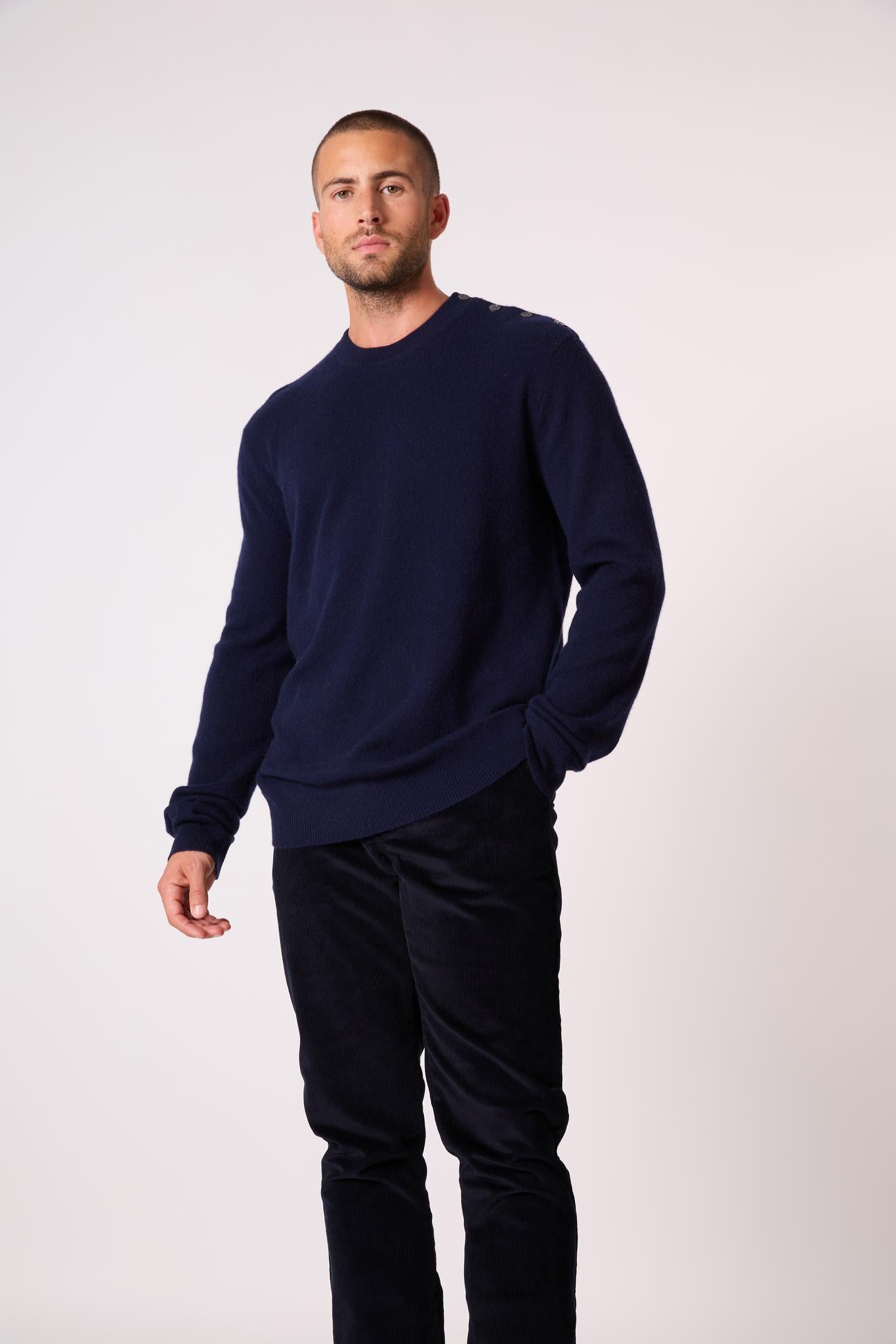 GABRIEL pull col rond marin navy 100% cachemire