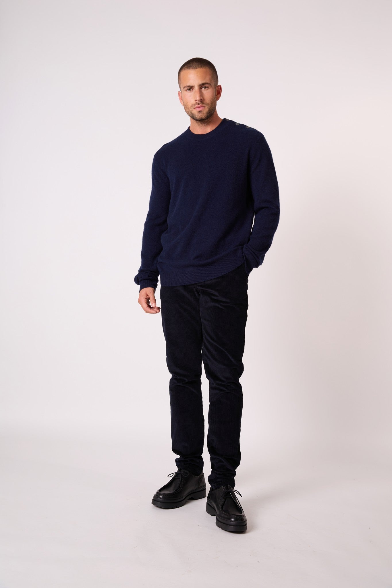 gabriel pull col rond marin navy 100% cachemire