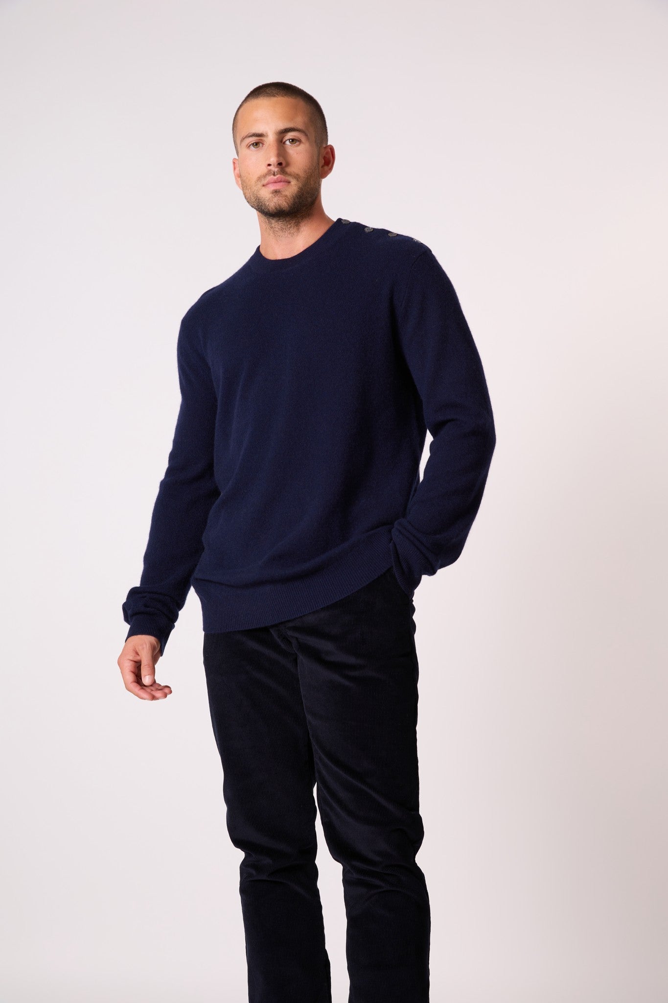 gabriel pull col rond marin navy 100% cachemire