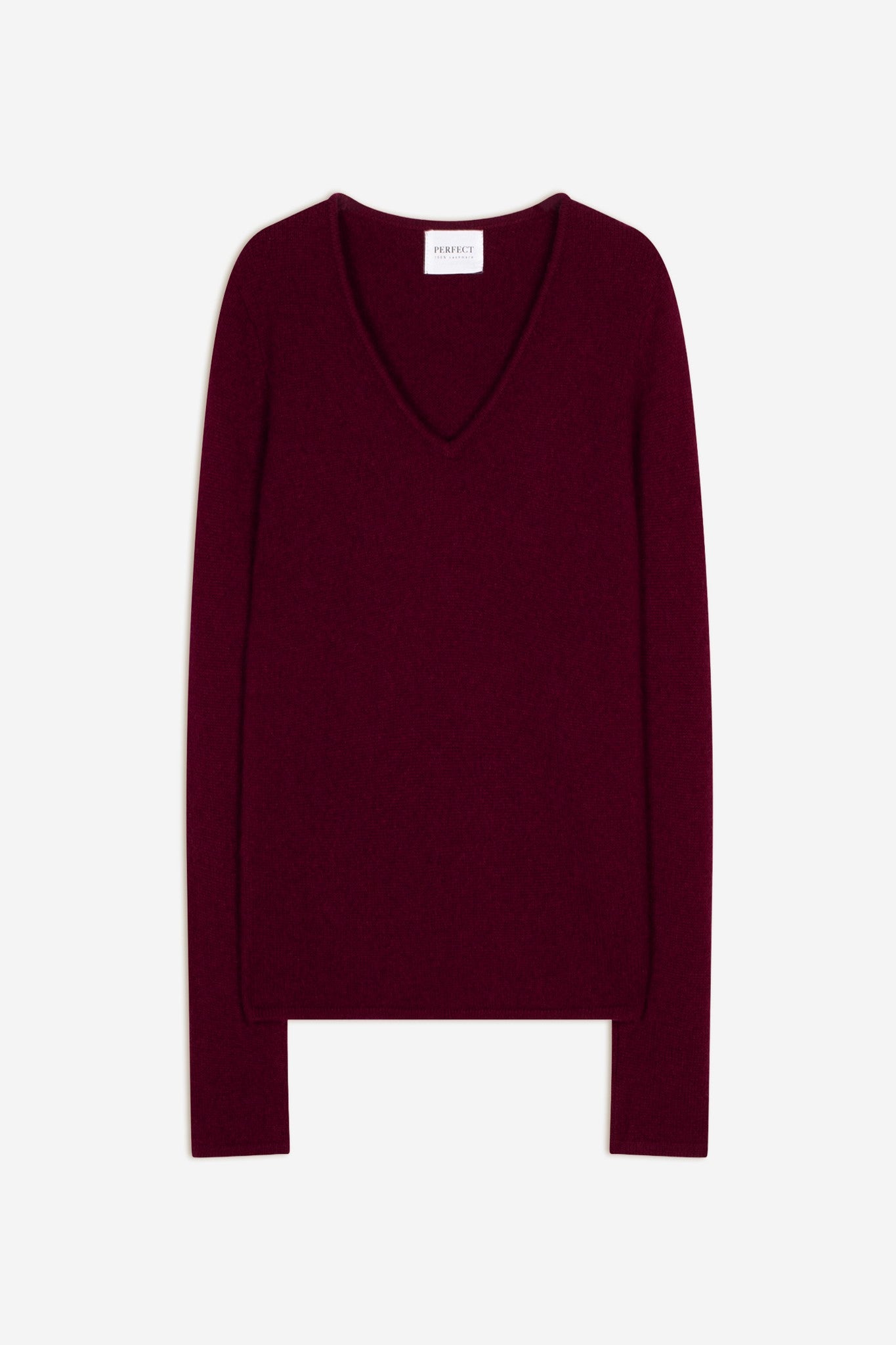 gaby pull col v 4 fils bordeaux 100% cachemire