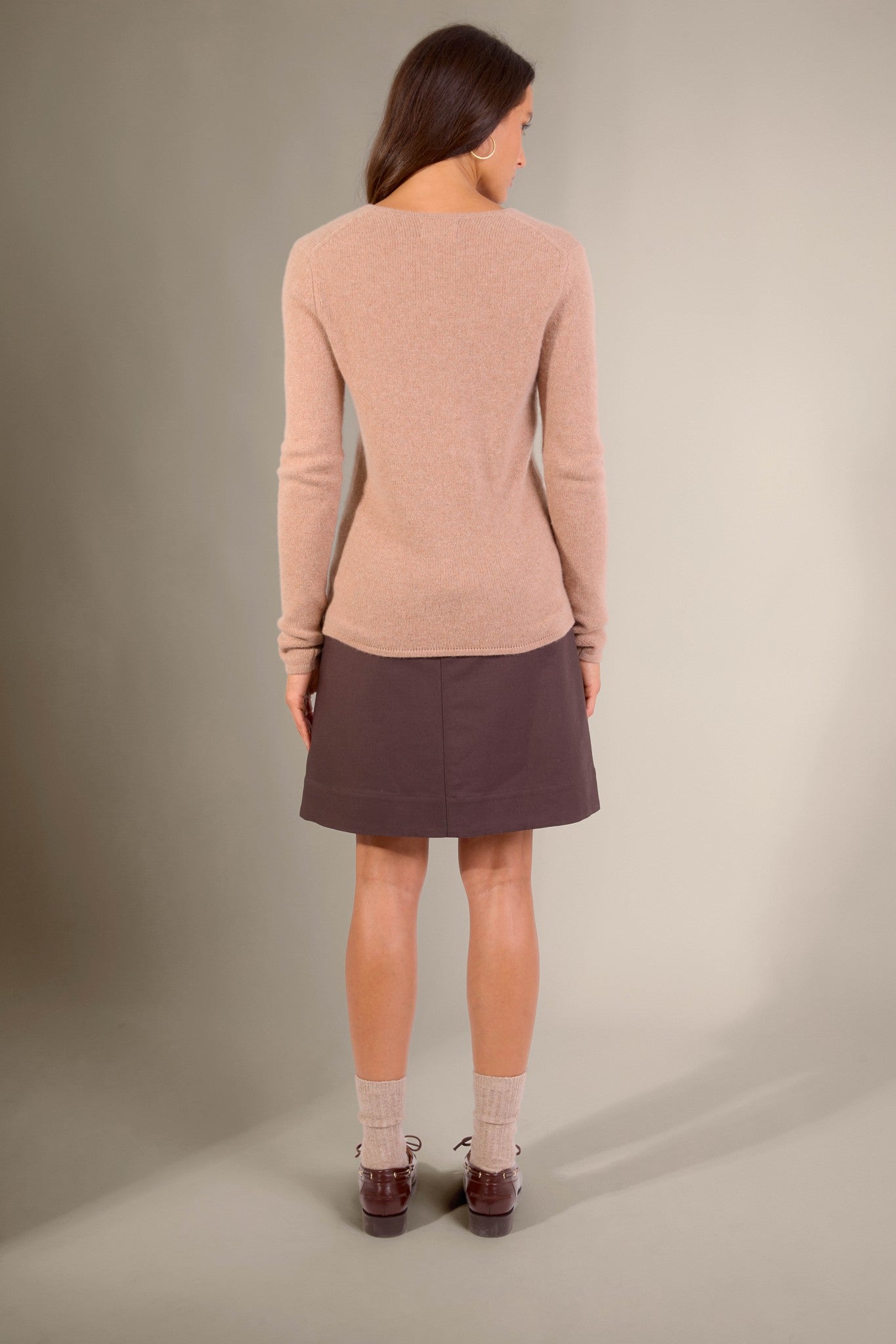 gaby pull col v 4 fils camel chiné 100% cachemire