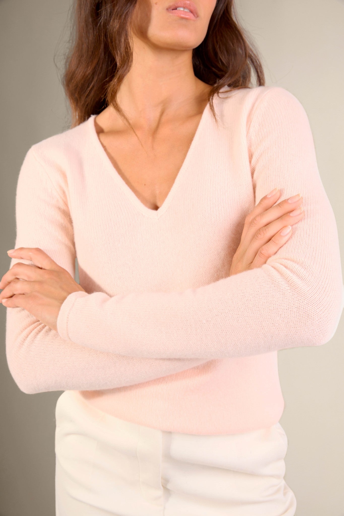 gaby pull col v 4 fils coquille 100% cachemire