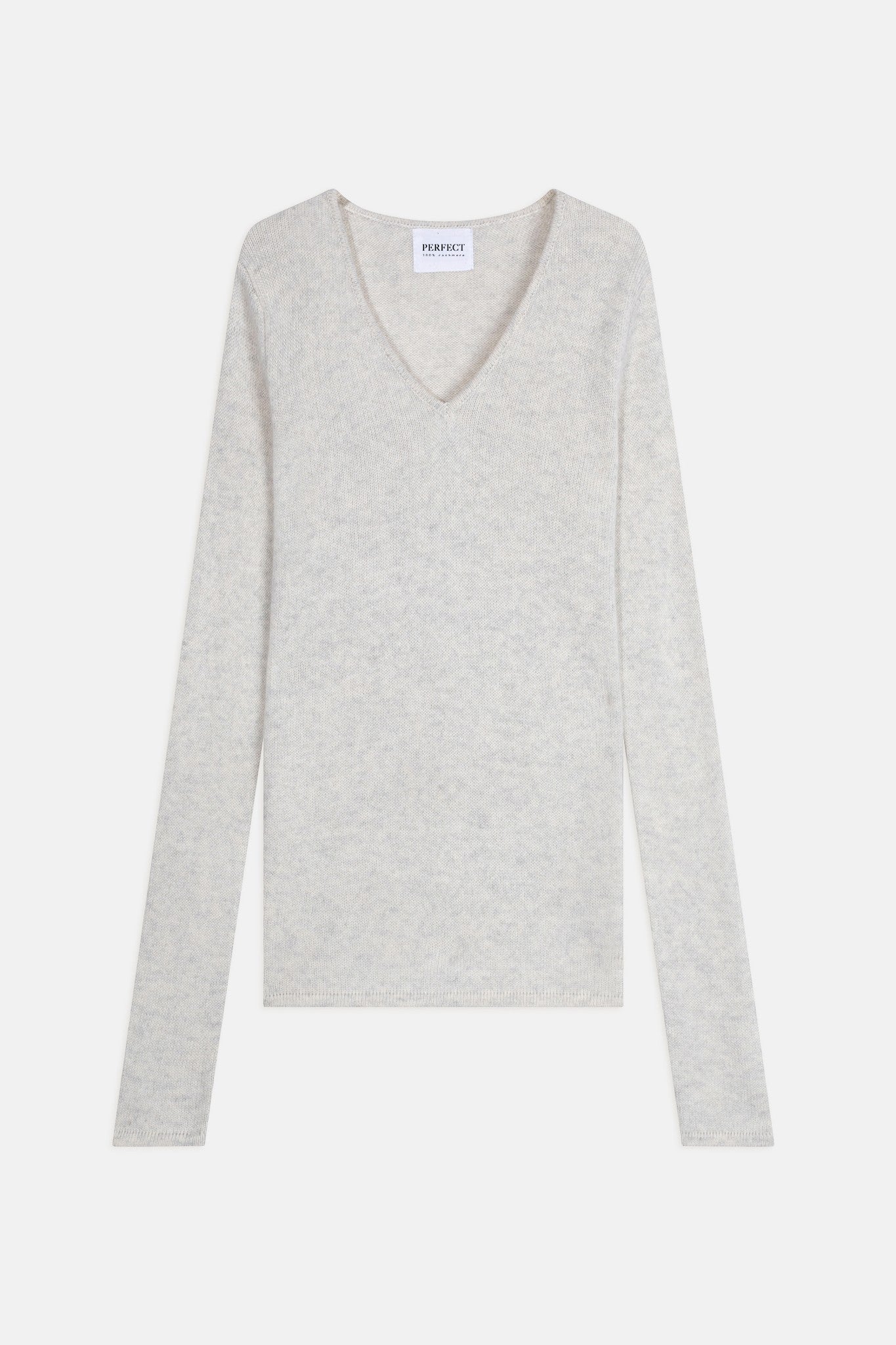 gaby pull col v 4 fils gris perle chiné 100% cachemire