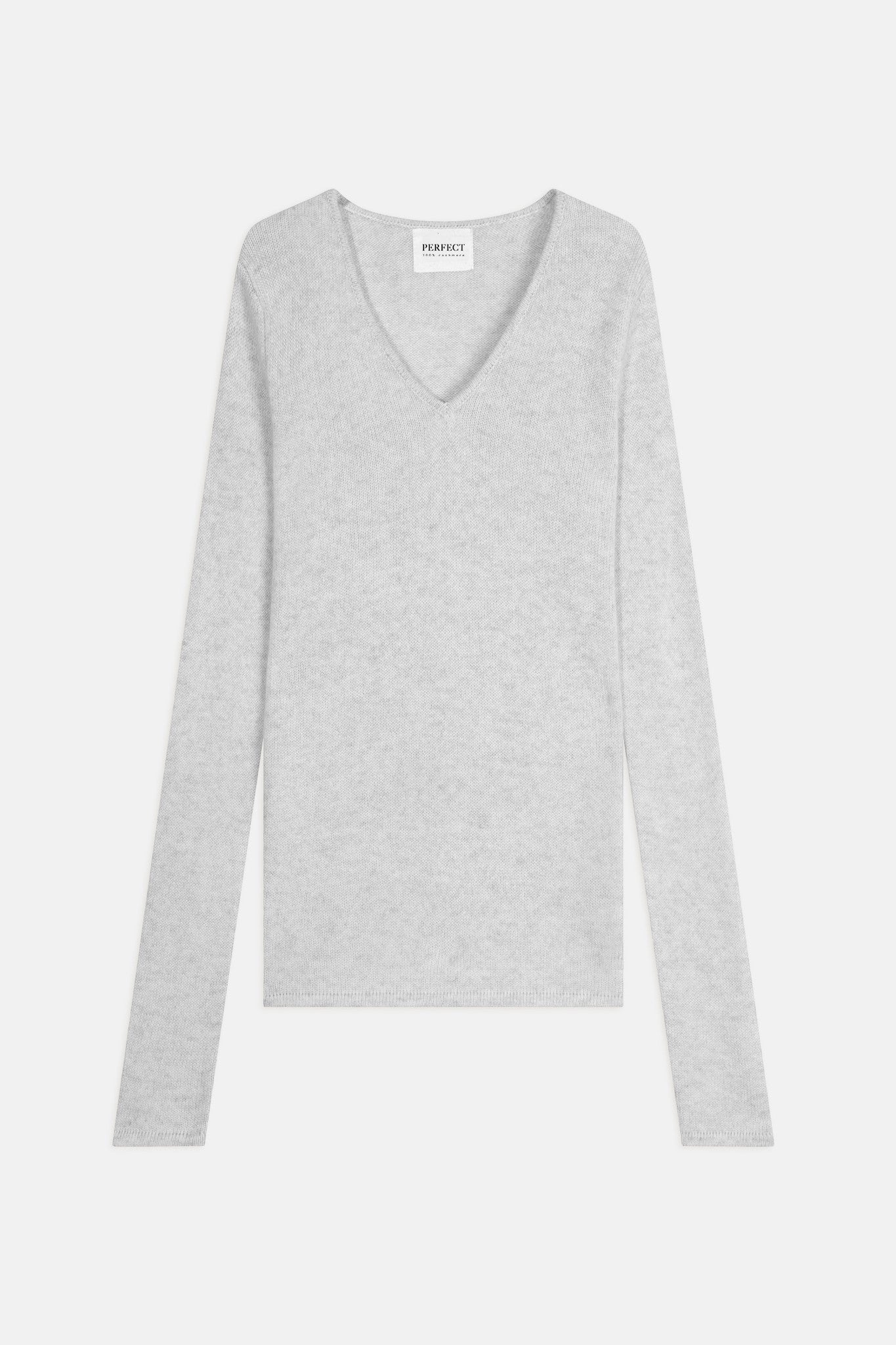 gaby pull col v 4 fils gris perle chiné 100% cachemire