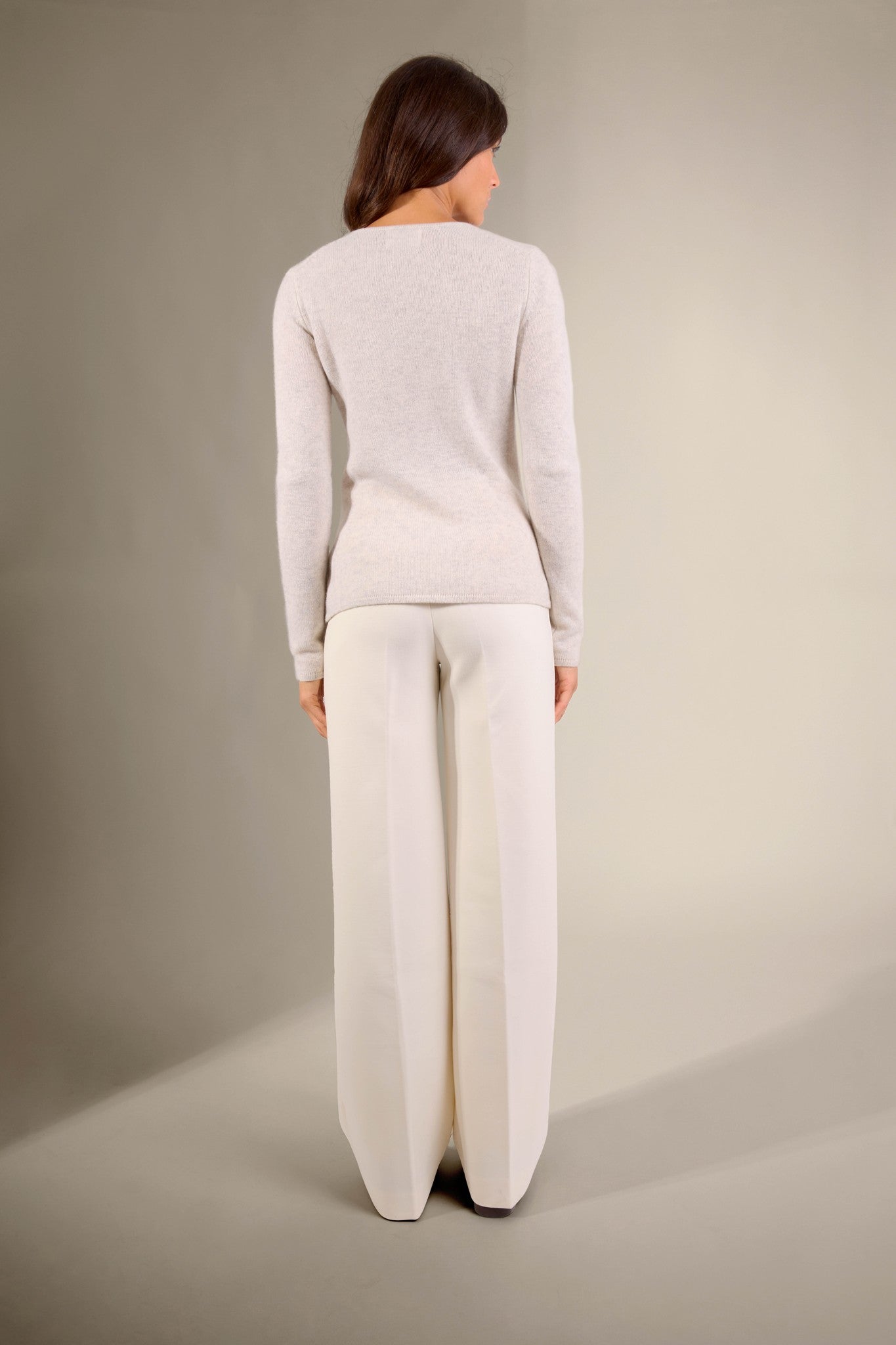 gaby pull col v 4 fils gris perle chiné 100% cachemire