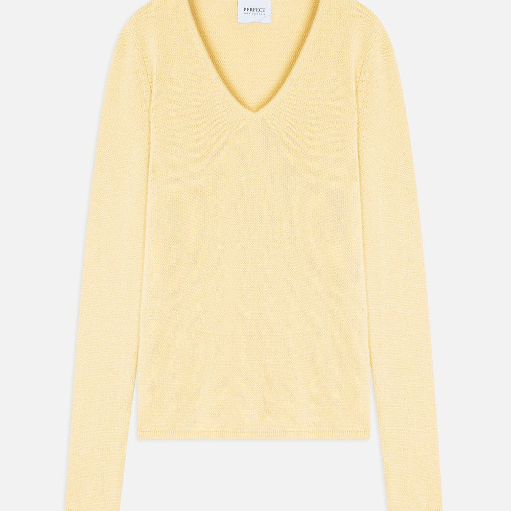 gaby pull col v 4 fils limonade 100% cachemire