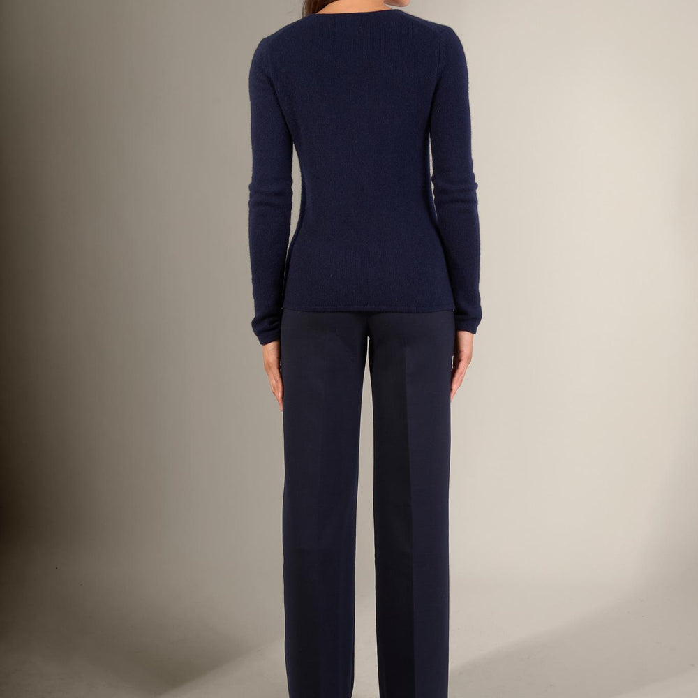 GABY pull col v 4 fils navy 100% cachemire