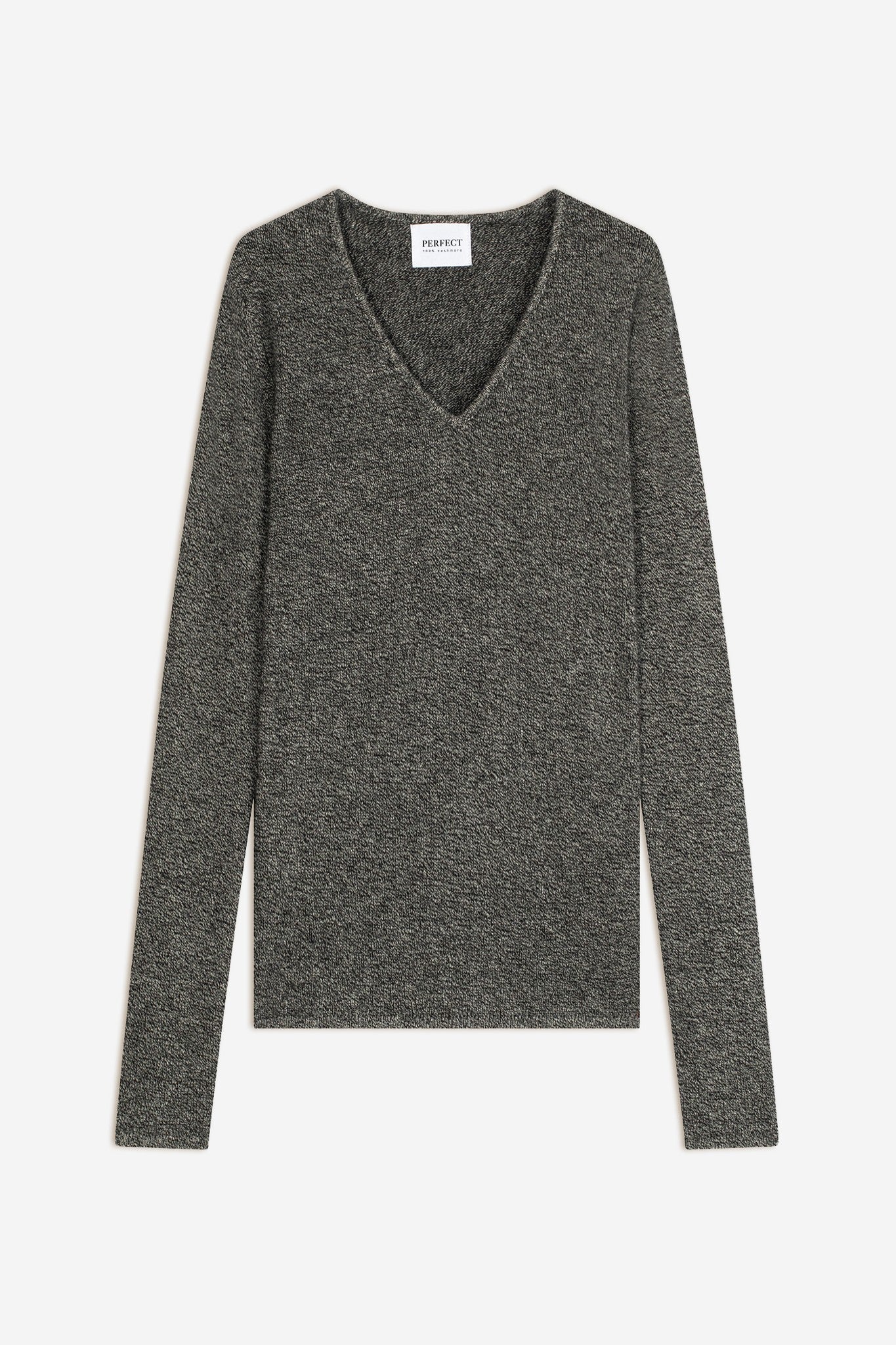 gaby pull col v 4 fils noir/blanc 100% cachemire