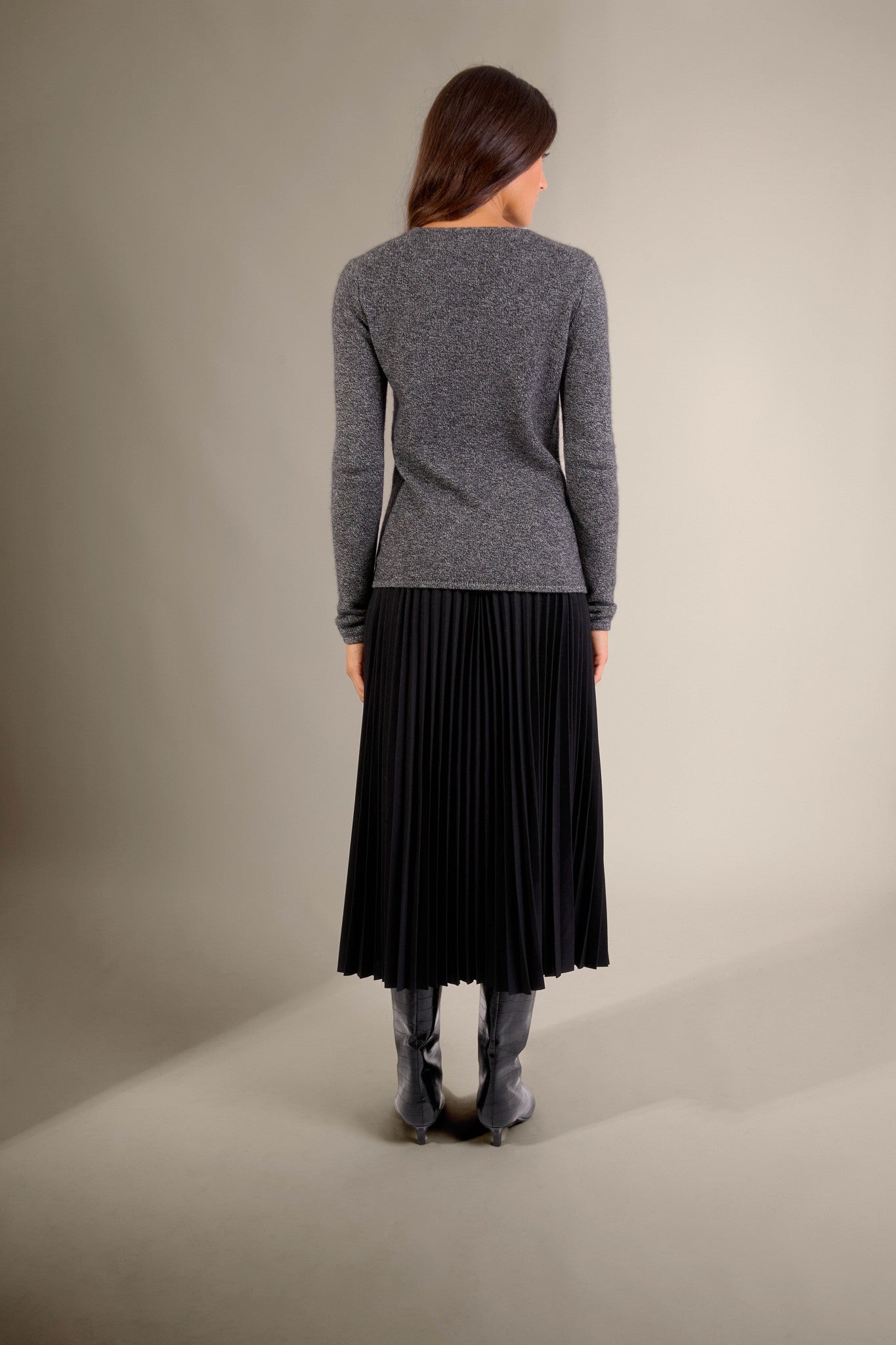 gaby pull col v 4 fils noir/blanc 100% cachemire