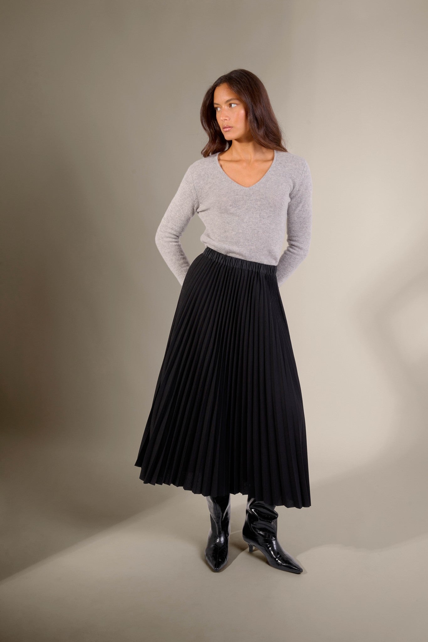 gaby pull col v 4 fils nuage chiné 100% cachemire