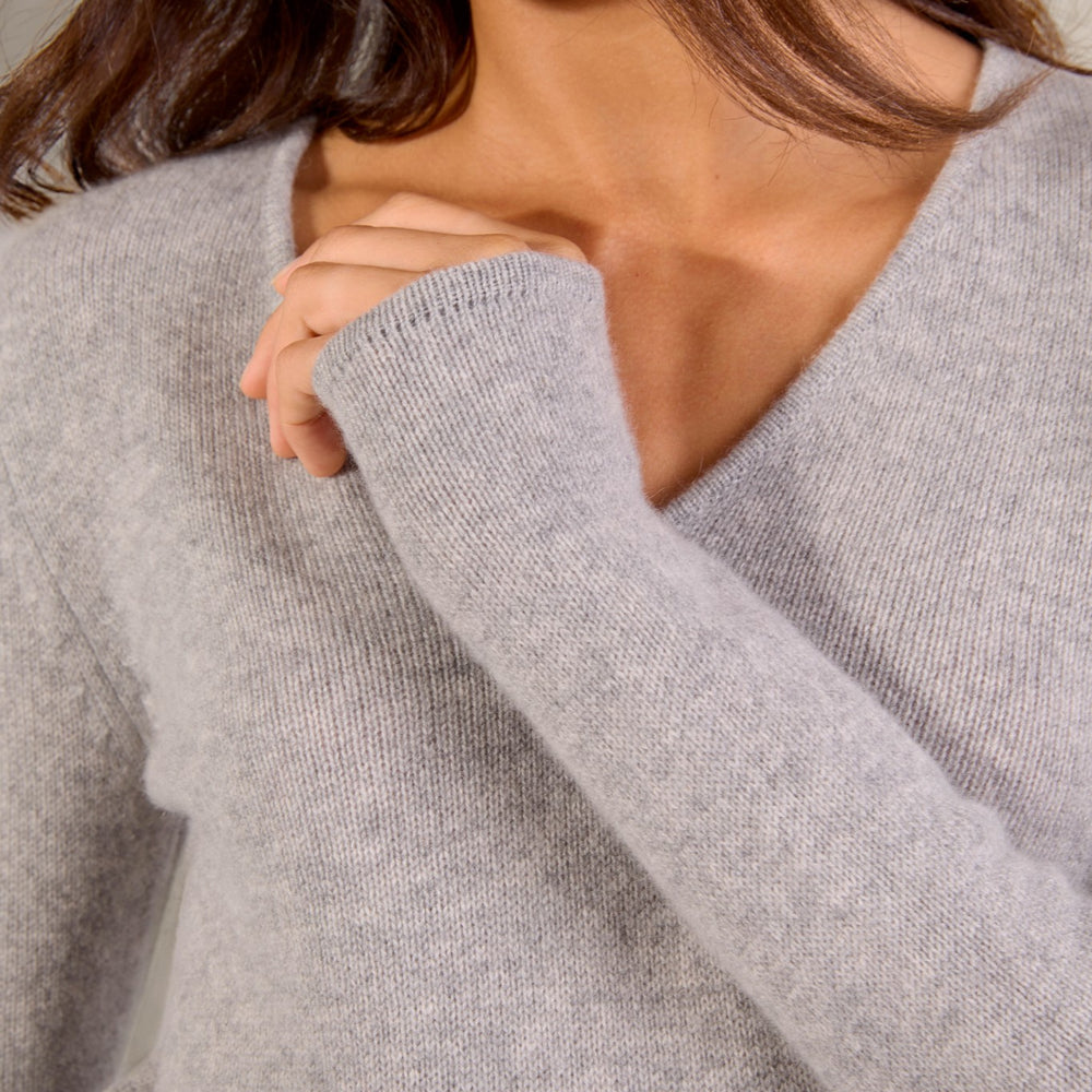 gaby pull col v 4 fils nuage chiné 100% cachemire