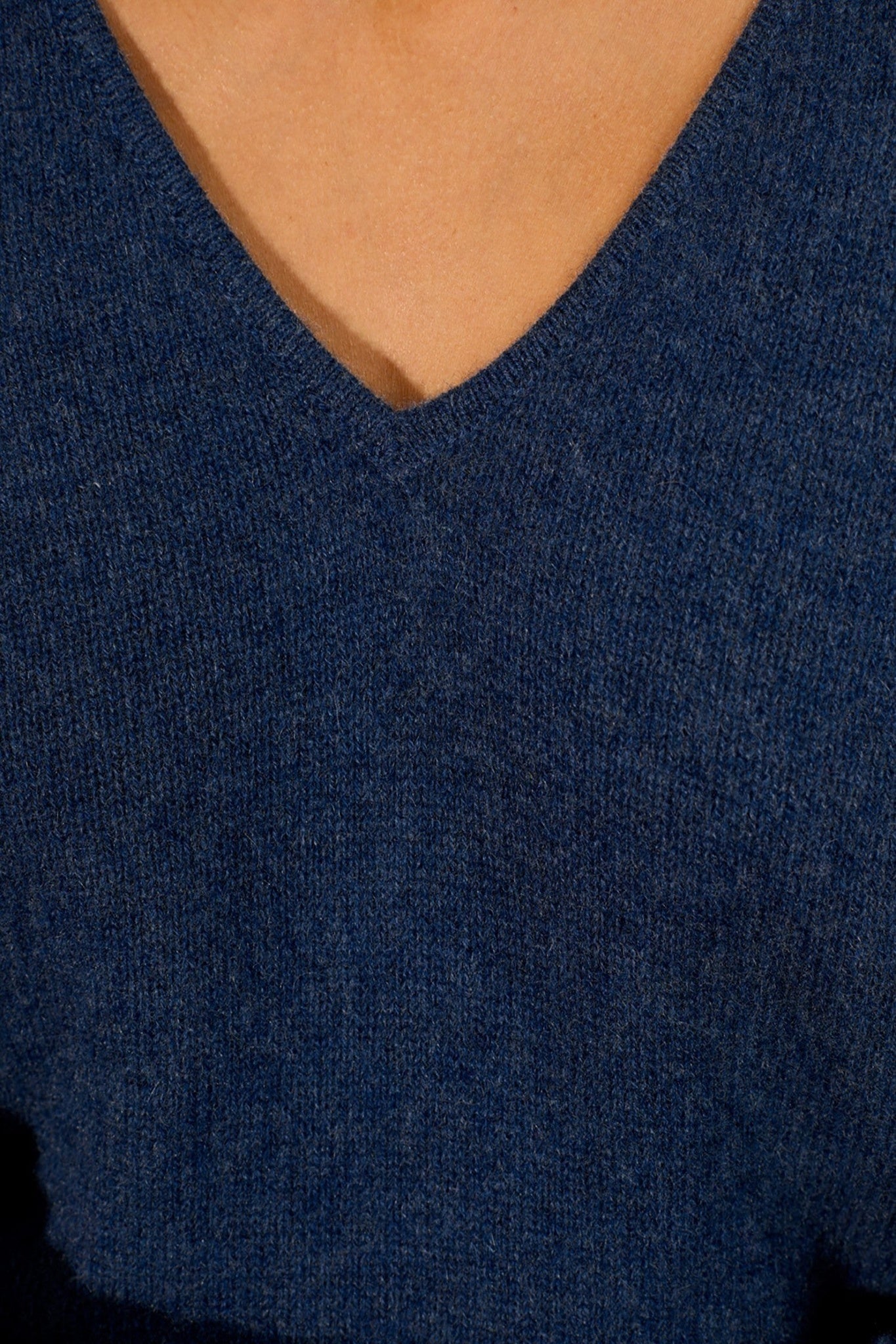 gaby pull col v 4 fils ocean chiné 100% cachemire