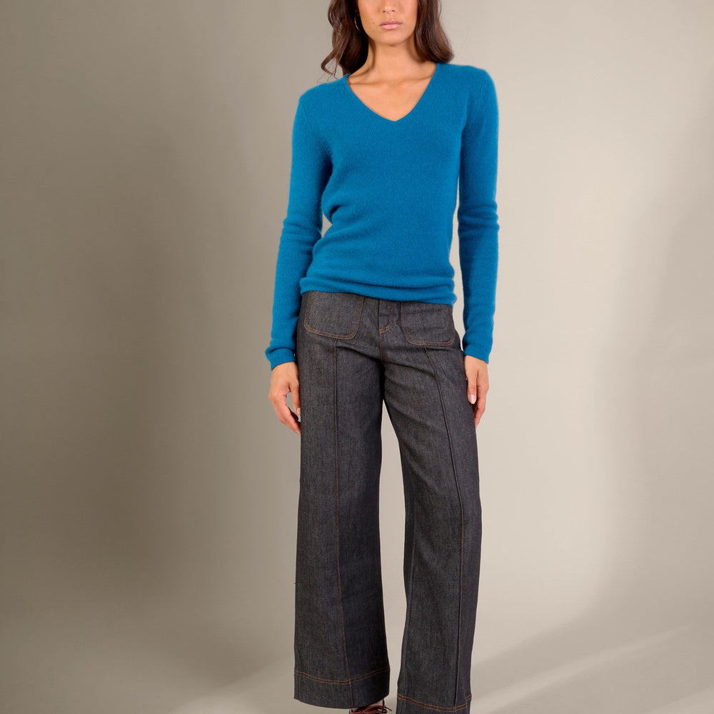 gaby pull col v 4 fils paon 100% cachemire