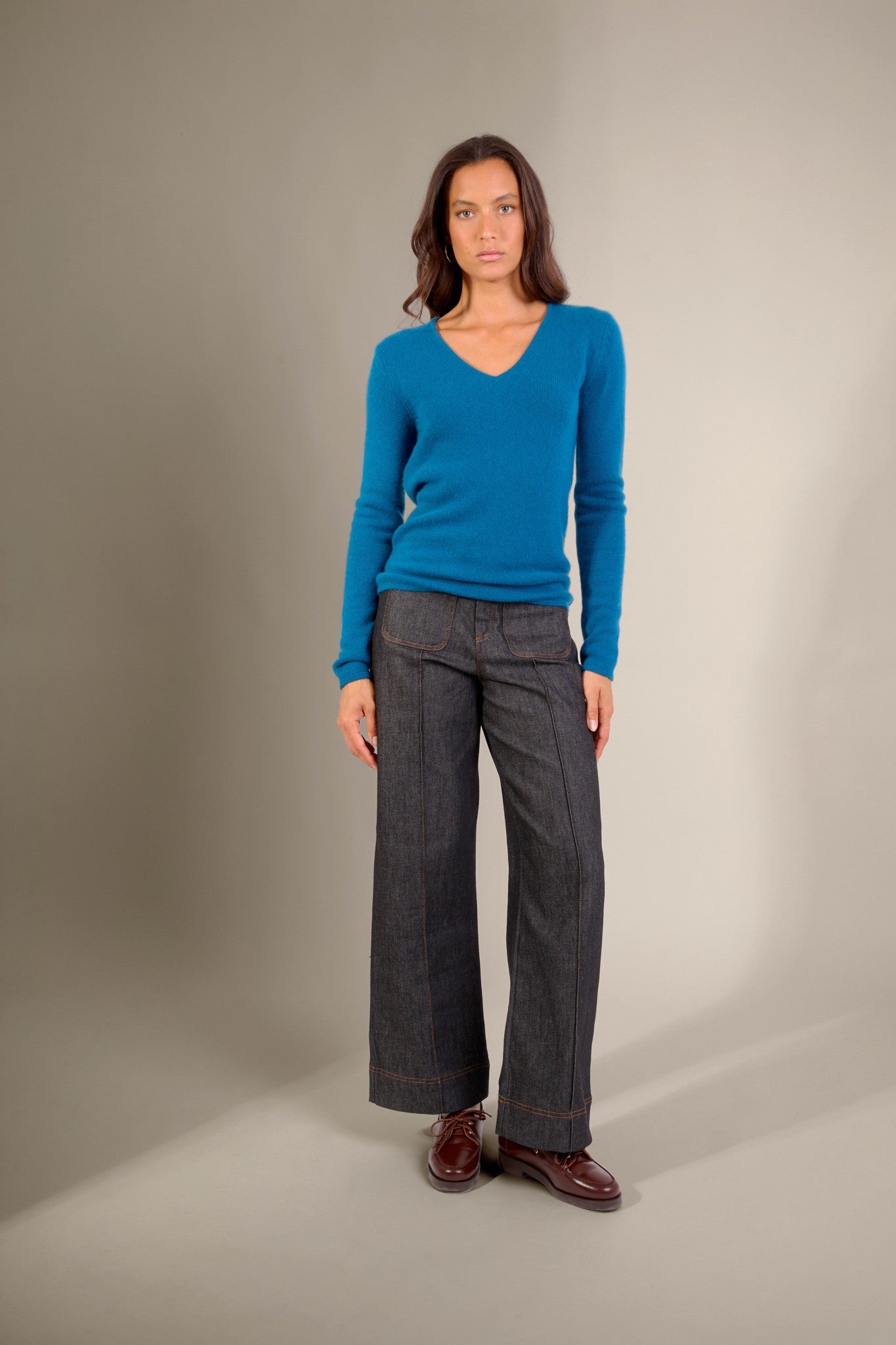 gaby pull col v 4 fils paon 100% cachemire