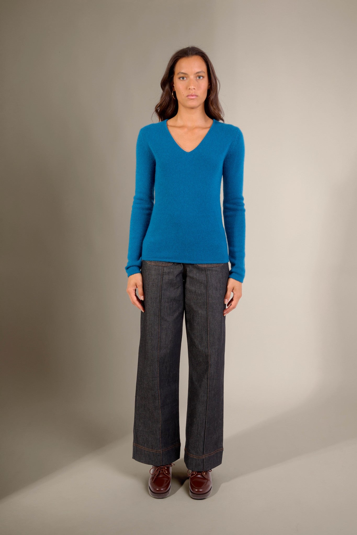 gaby pull col v 4 fils paon 100% cachemire