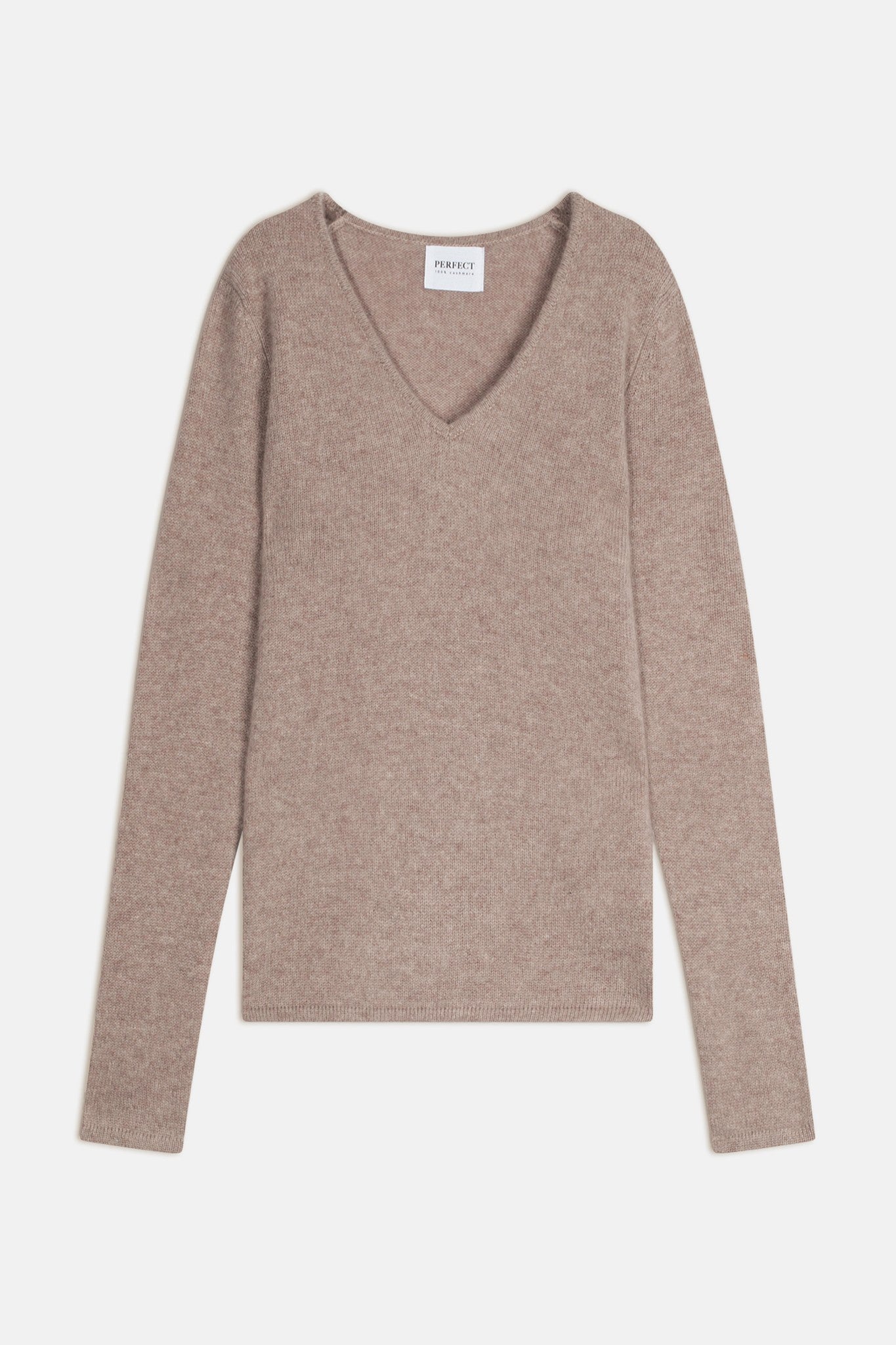 gaby pull col v 4 fils taupe clair chiné 100% cachemire