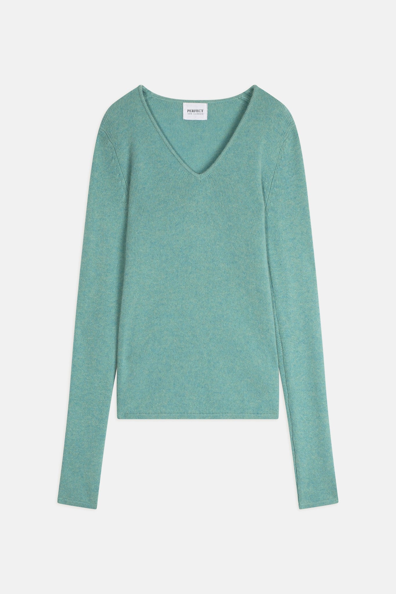 gaby pull col v 4 fils vert chiné 100% cachemire