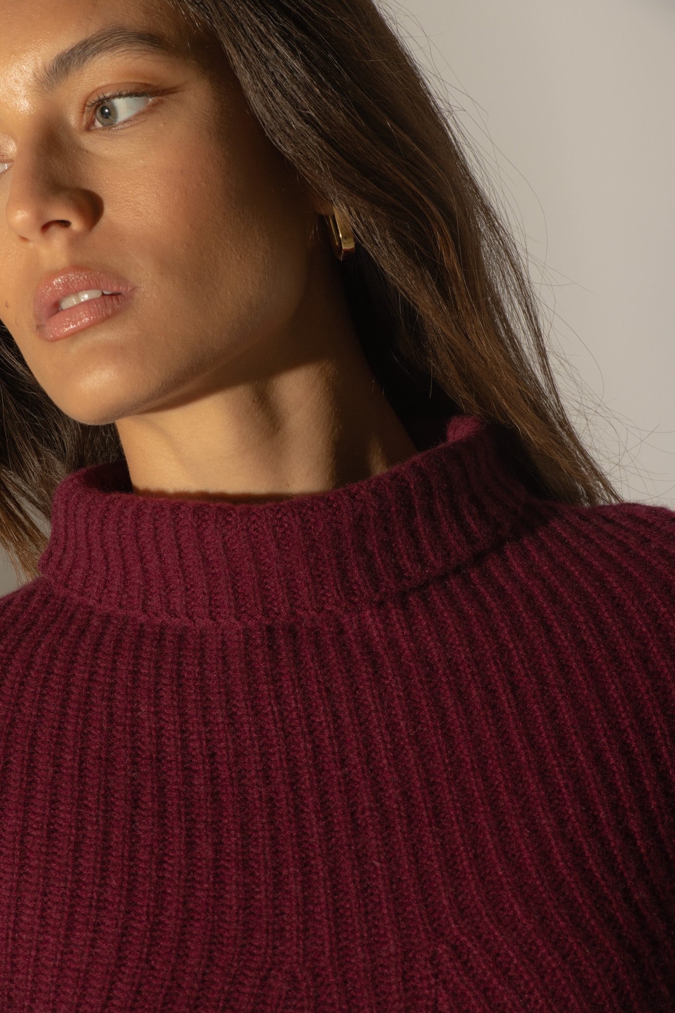 gache cape col montant 6 fils bordeaux 100% cachemire