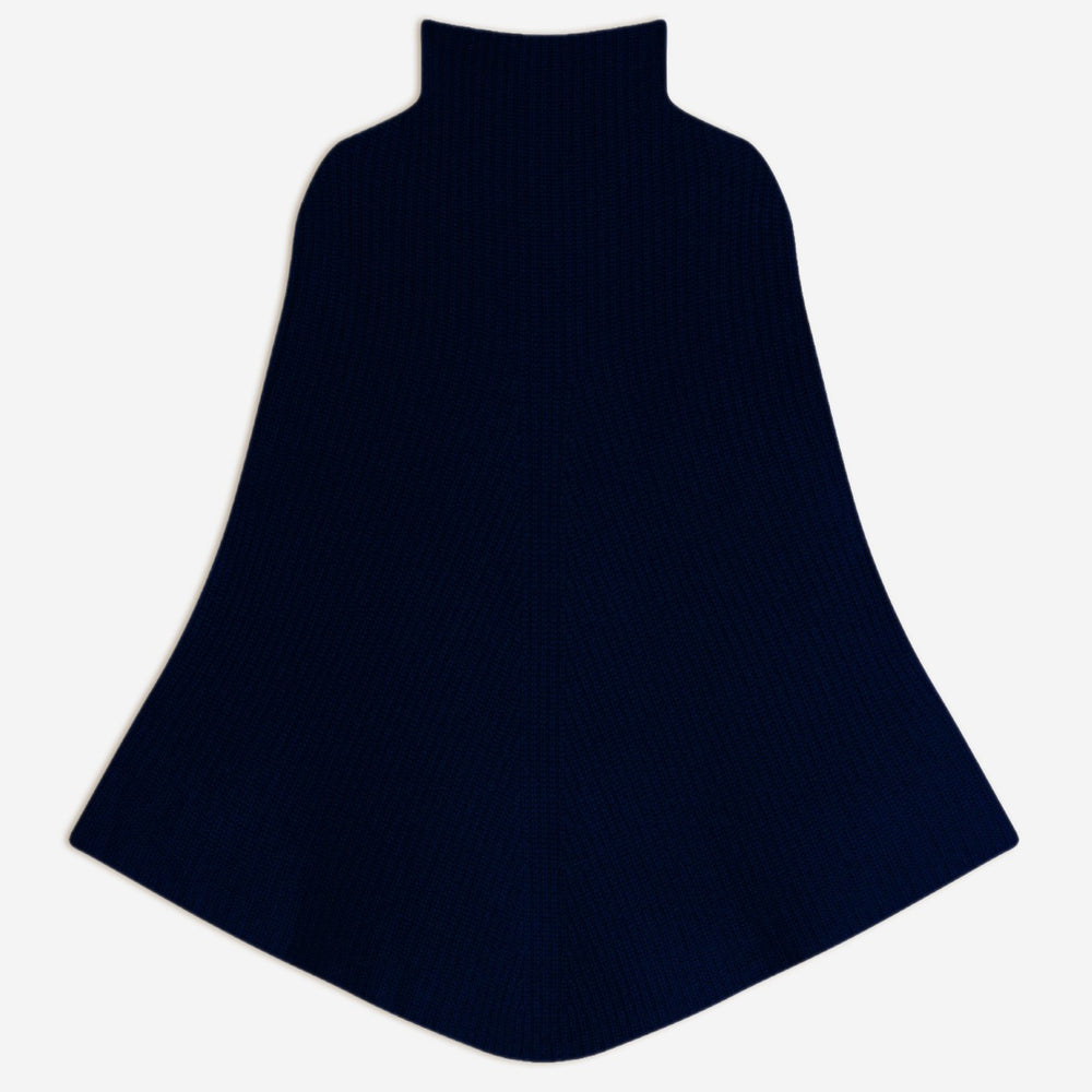 gache cape col montant 6 fils navy 100% cachemire