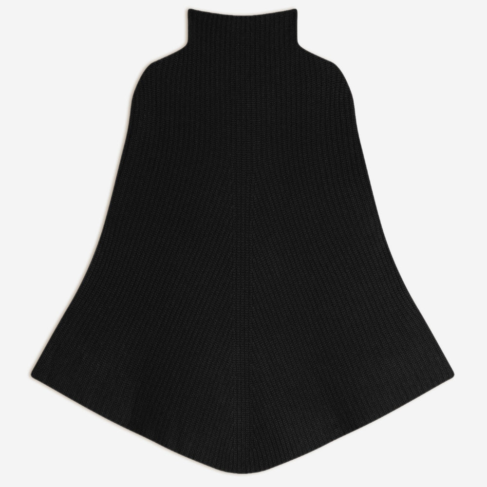 gache cape col montant 6 fils noir 100% cachemire