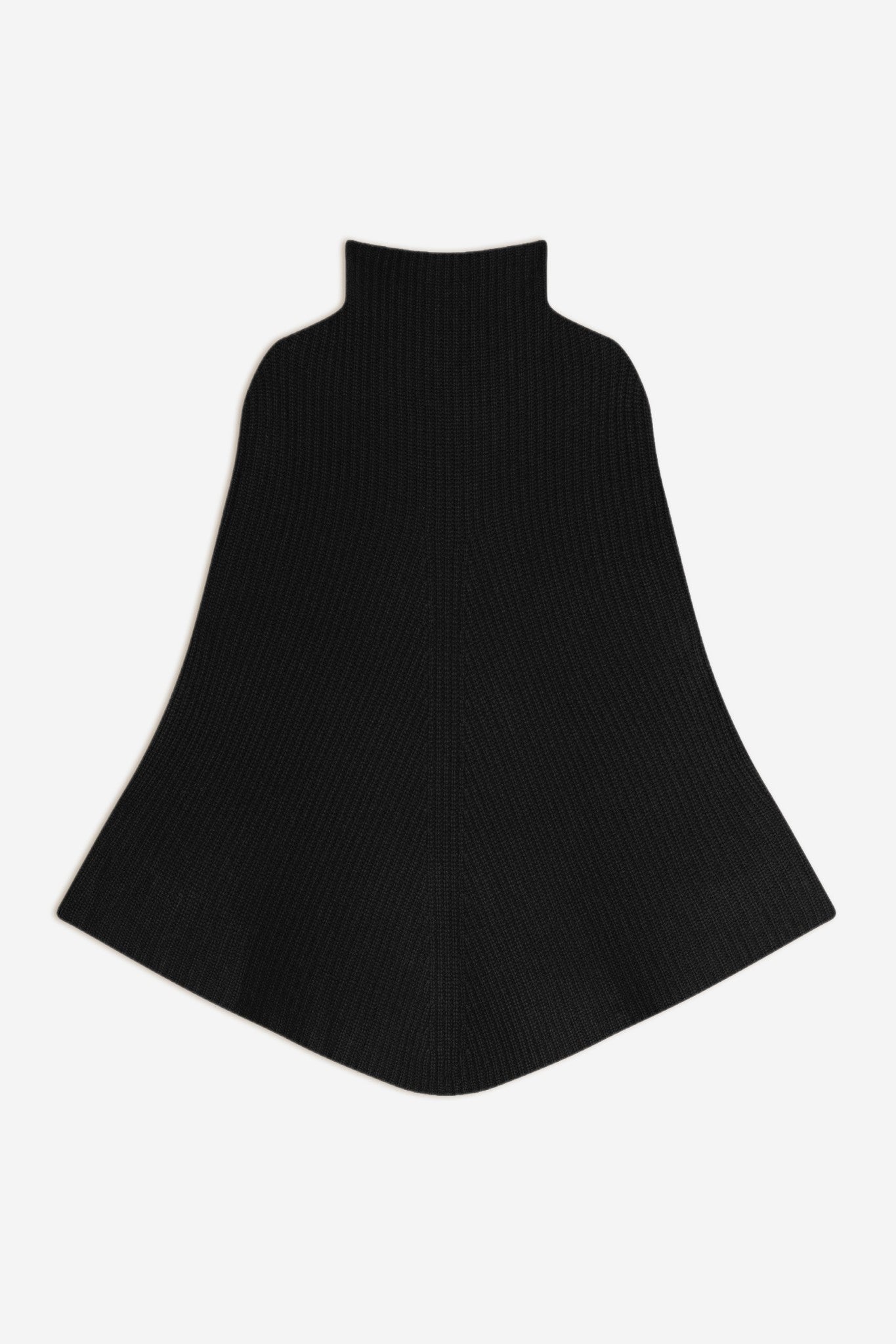 gache cape col montant 6 fils noir 100% cachemire