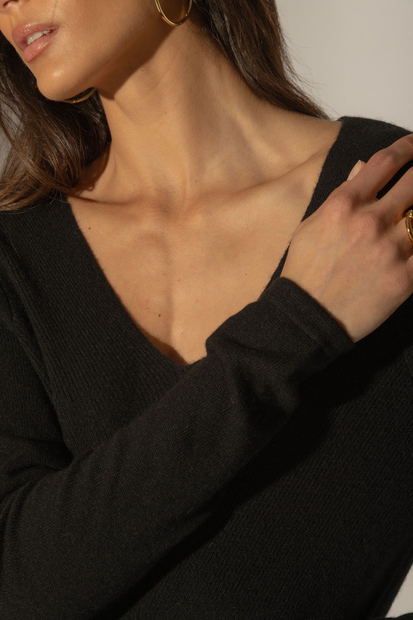 garmouth tunique col v noir 100% cachemire