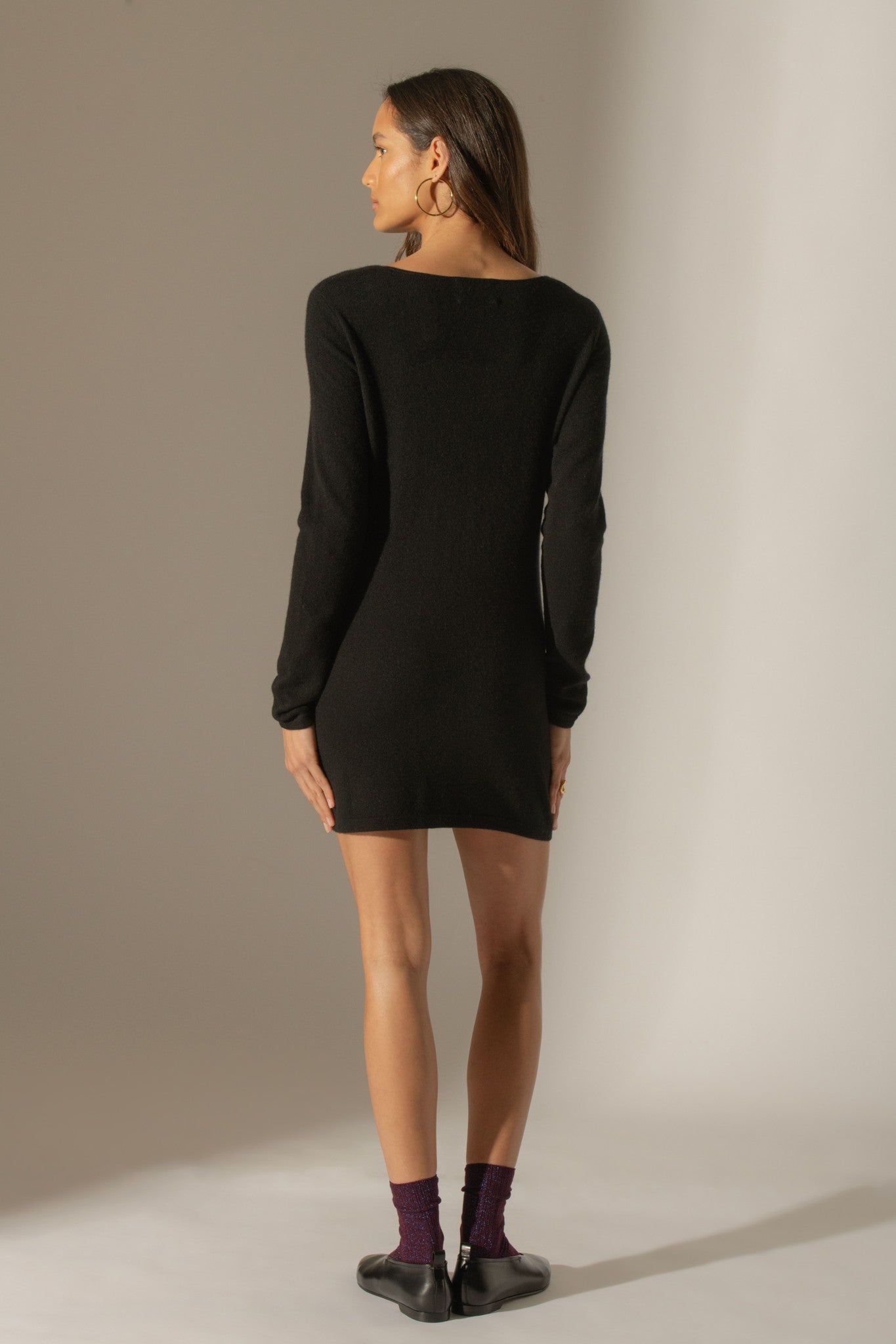 garmouth tunique col v noir 100% cachemire