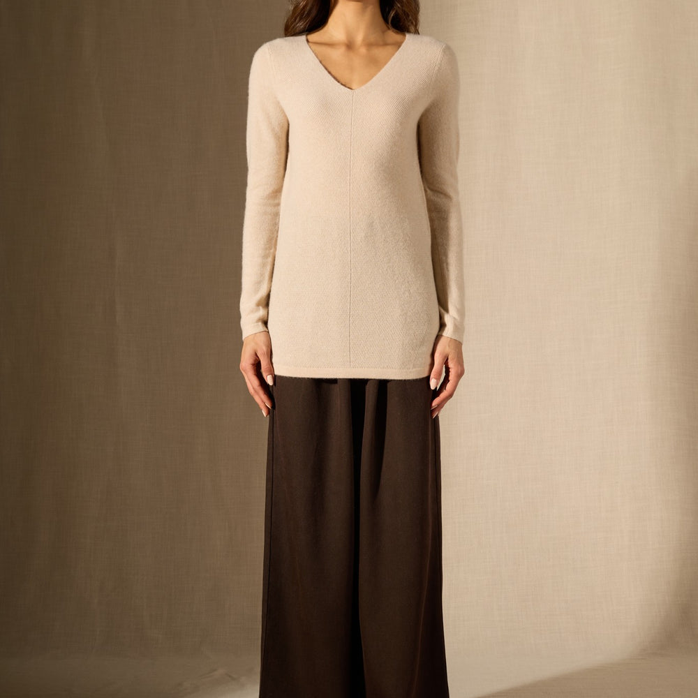 garmouth tunique col v sable 100% cachemire