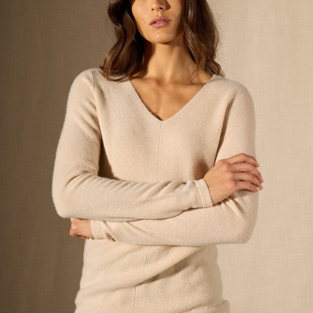 garmouth tunique col v sable 100% cachemire