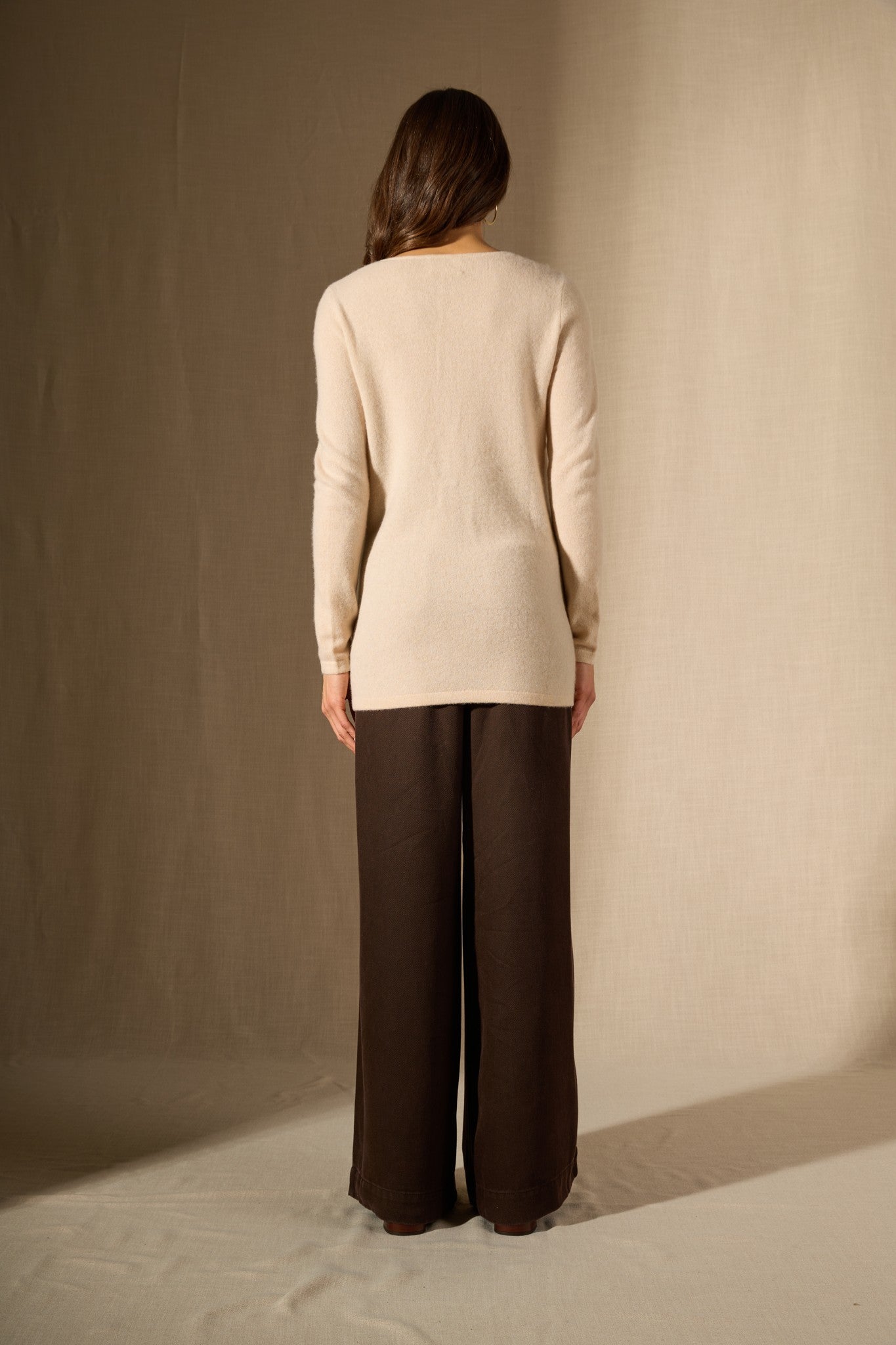 garmouth tunique col v sable 100% cachemire