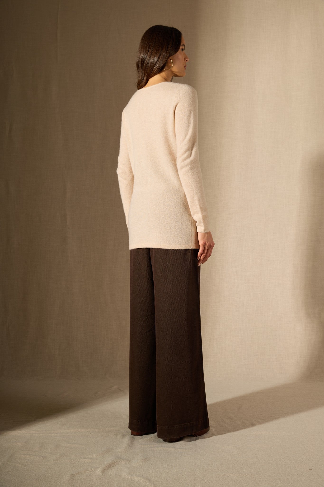 garmouth tunique col v sable 100% cachemire