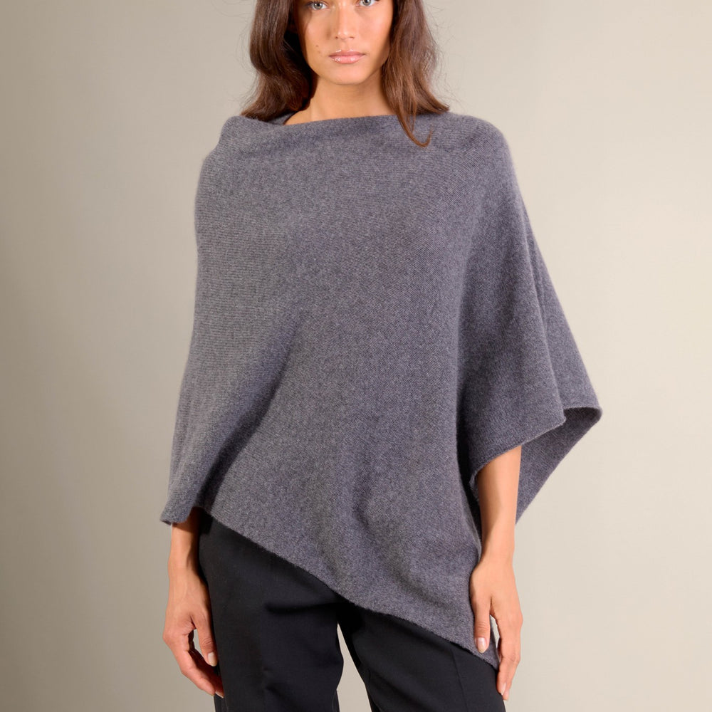 georgia poncho 4 fils anthracite chiné 100% cachemire