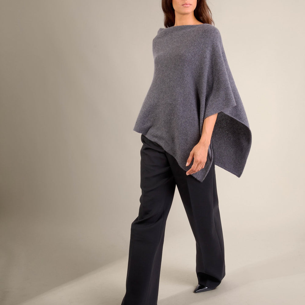 georgia poncho 4 fils anthracite chiné 100% cachemire