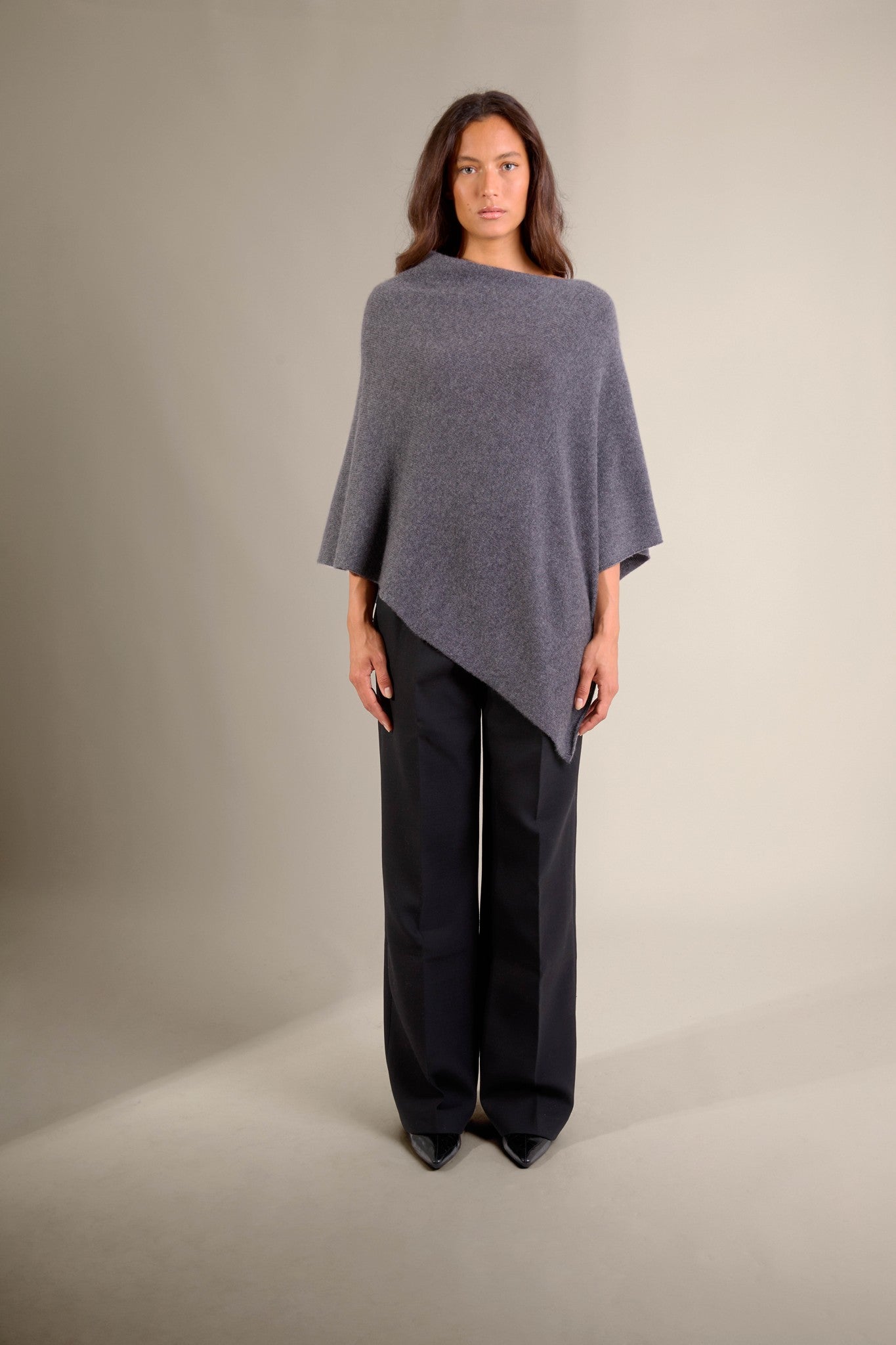 georgia poncho 4 fils anthracite chiné 100% cachemire