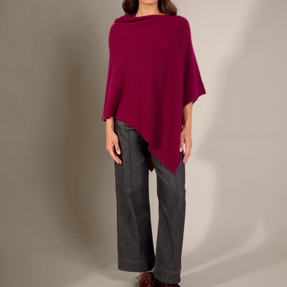 georgia poncho 4 fils bordeaux 100% cachemire
