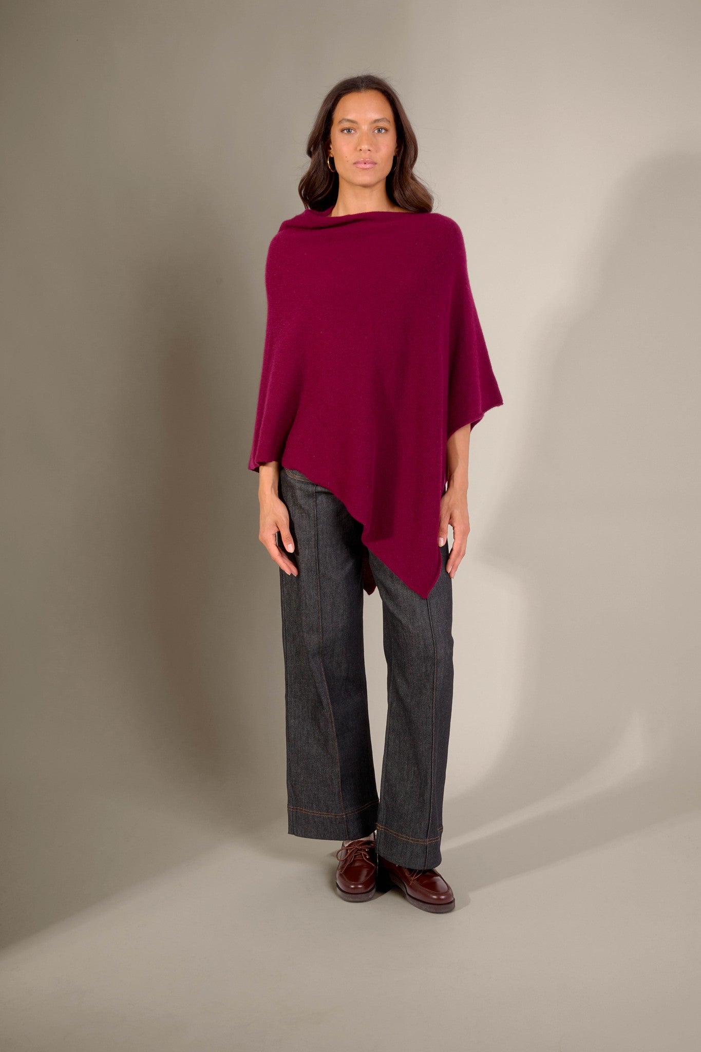 georgia poncho 4 fils bordeaux 100% cachemire