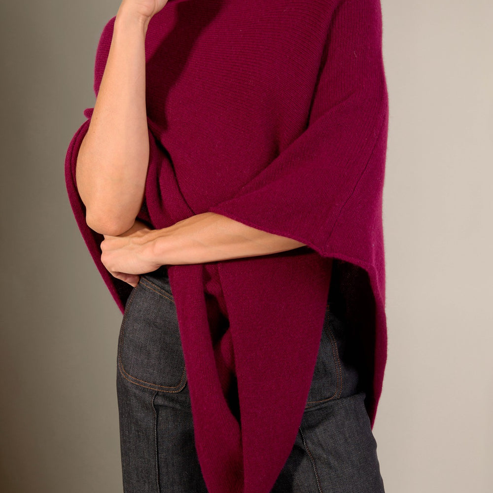 georgia poncho 4 fils bordeaux 100% cachemire
