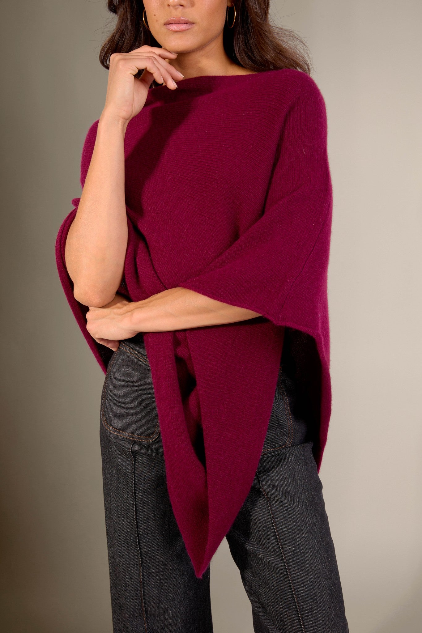 georgia poncho 4 fils bordeaux 100% cachemire