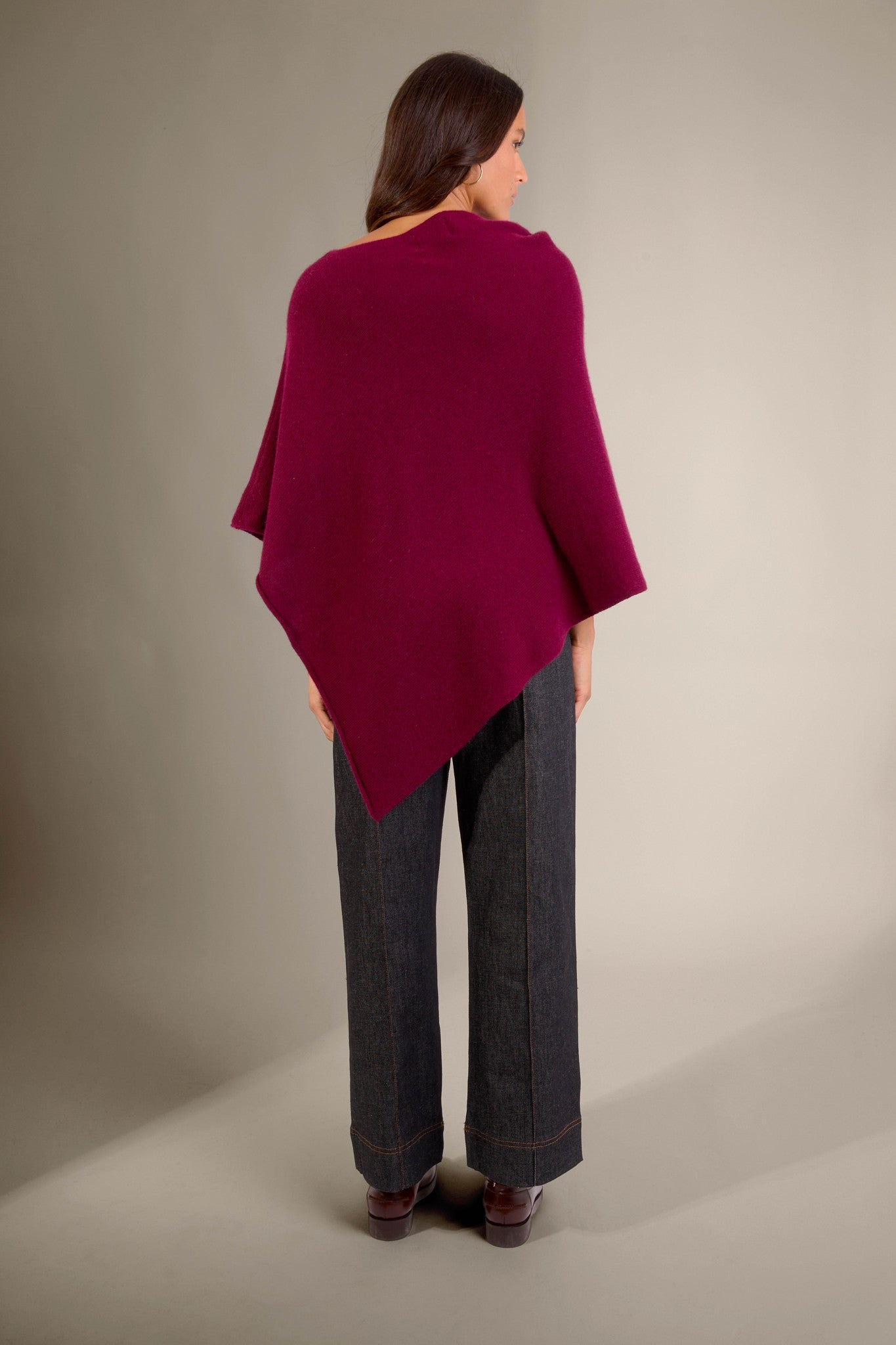 georgia poncho 4 fils bordeaux 100% cachemire