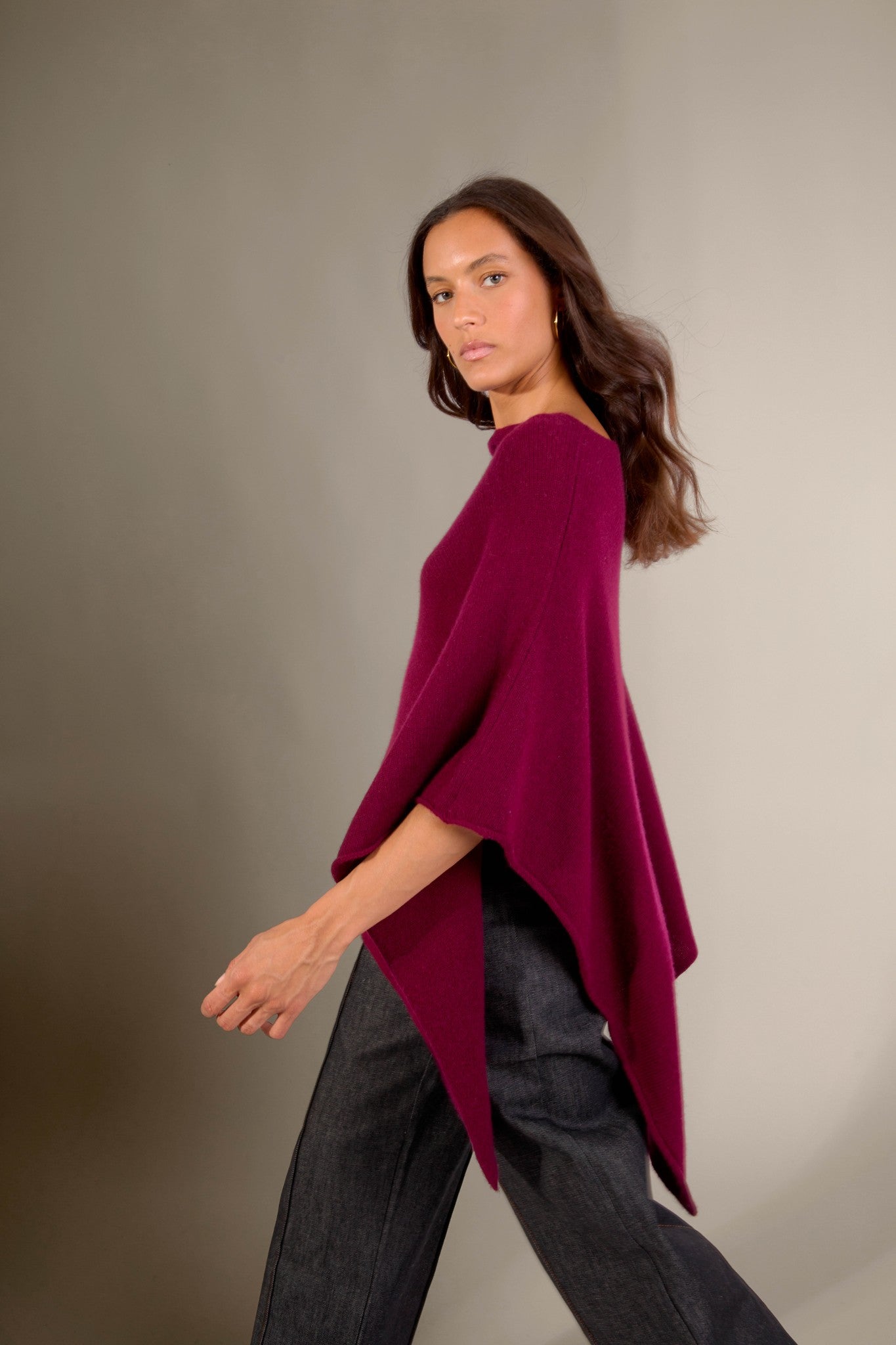 georgia poncho 4 fils bordeaux 100% cachemire