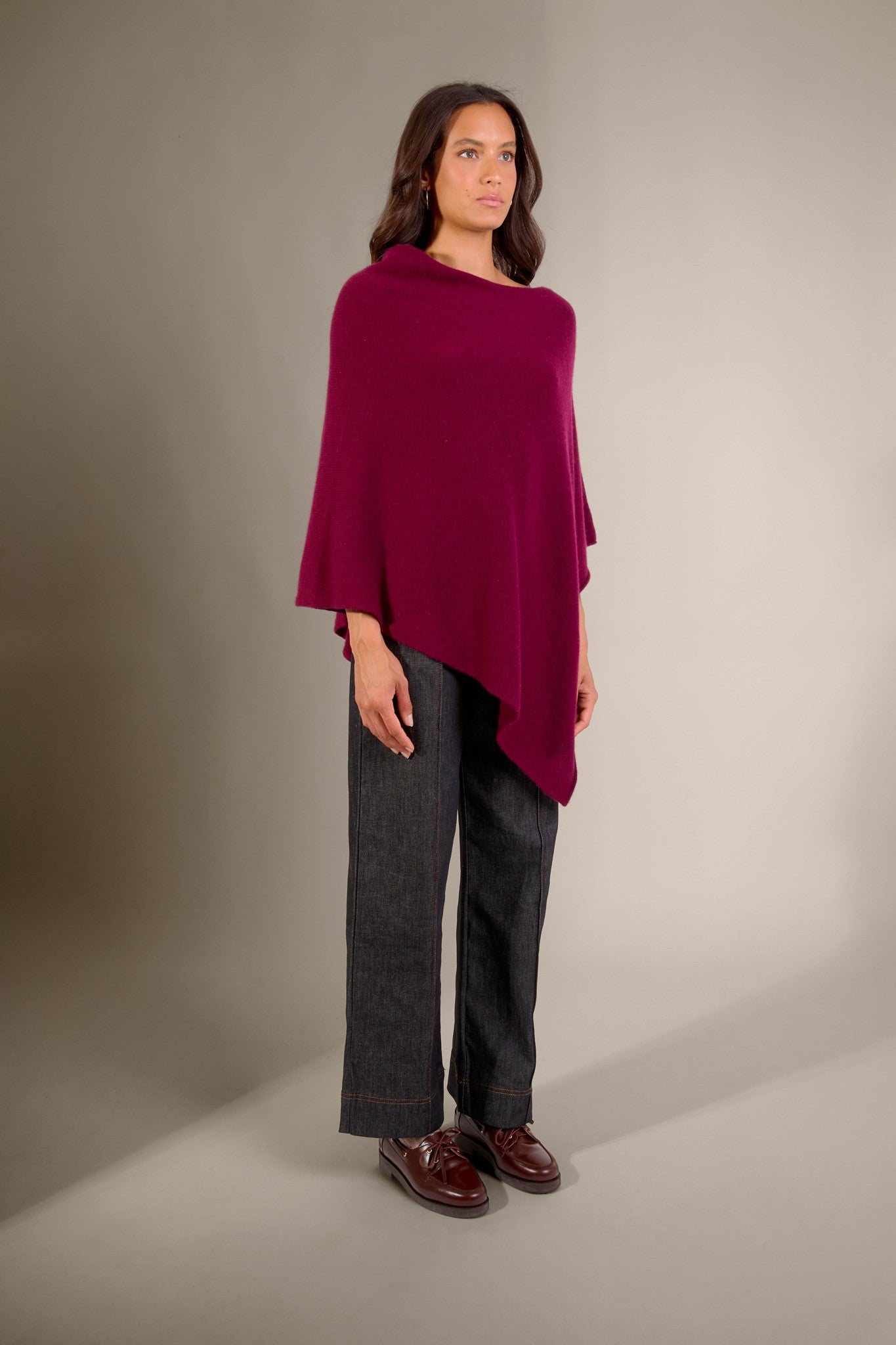georgia poncho 4 fils bordeaux 100% cachemire