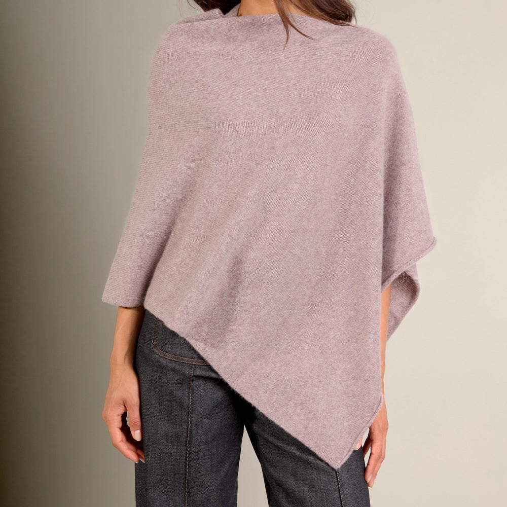 georgia poncho 4 fils caribou chiné 100% cachemire