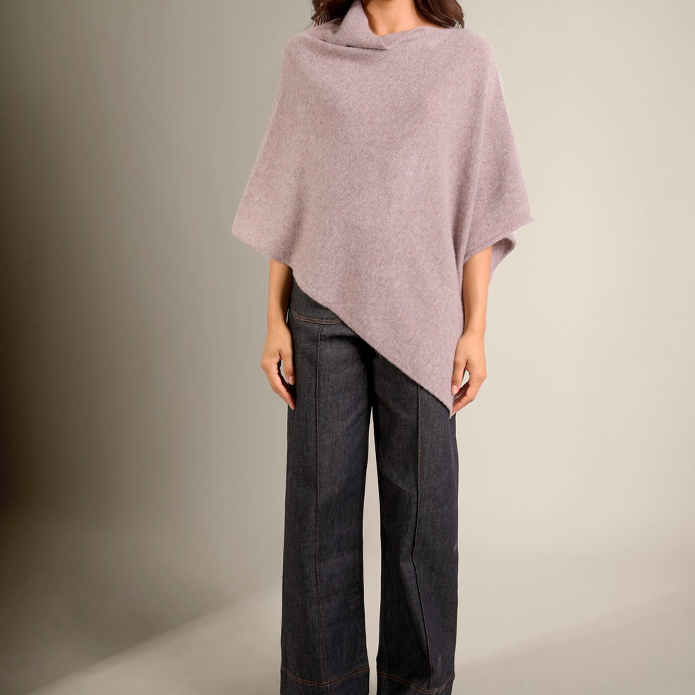 georgia poncho 4 fils caribou chiné 100% cachemire